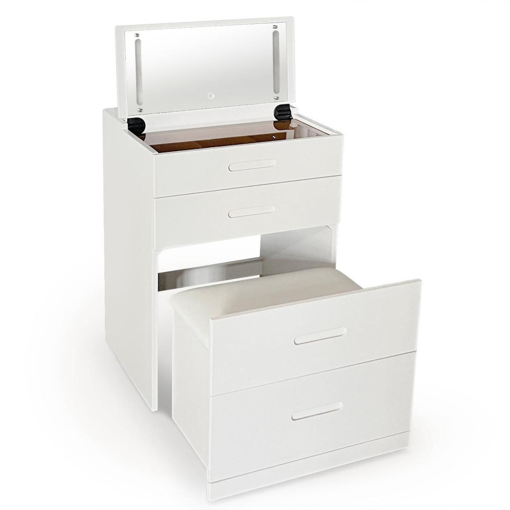 Paris Prix Coiffeuse compacte avec miroir led  clarissa xl  80cm blanc