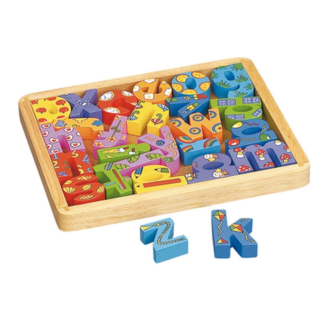 Alphabets en bois Puzzle jouets pour enfants 3 4 5 ans, Plateau de puzzles