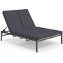 Voir la diapositive 1 : ID MARKET Lit bain de soleil double, transat de jardin inclinables double, en acier avec matelas gris anthracite