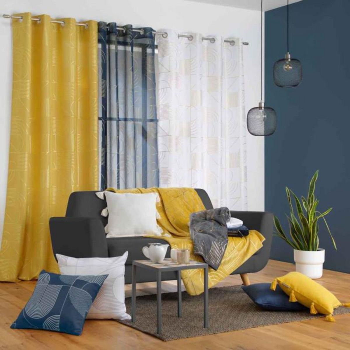 Paris Prix Rideau Voilage à Œillets  Lineor  140x240cm Jaune