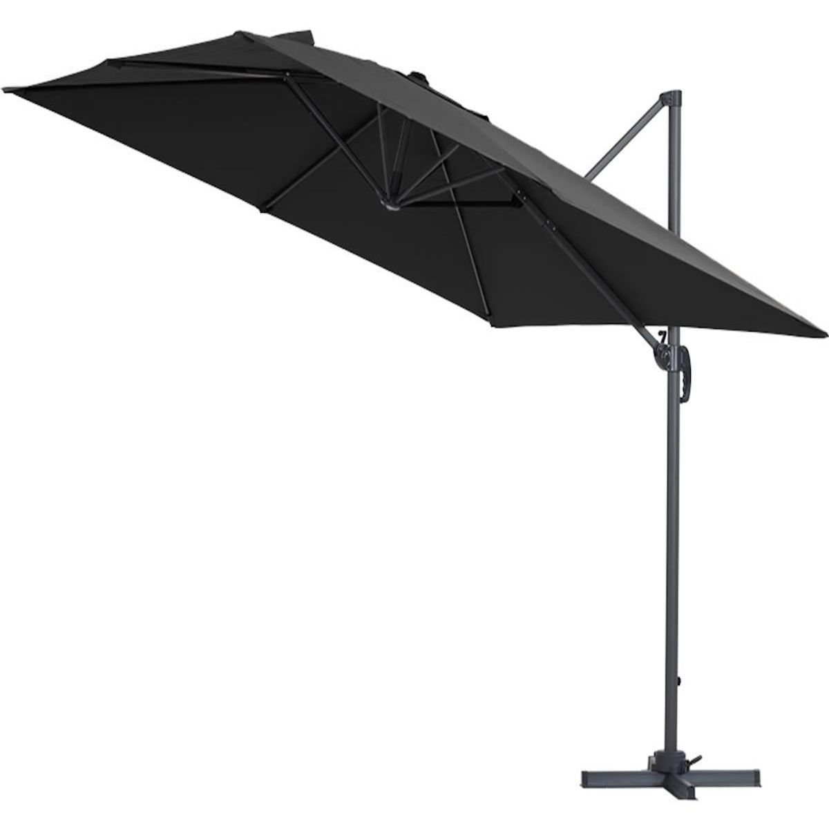 Habitat et Jardin Parasol jardin déporté Alu  Sun 3  - Carré - 3 x 3 m - Noir + housse de protection