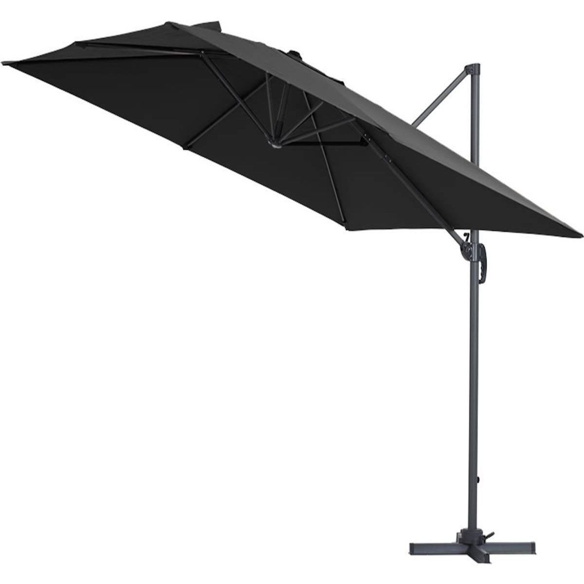 Habitat et Jardin Parasol jardin déporté Alu  Sun 3  - Carré - 3 x 3 m - Noir + housse de protection