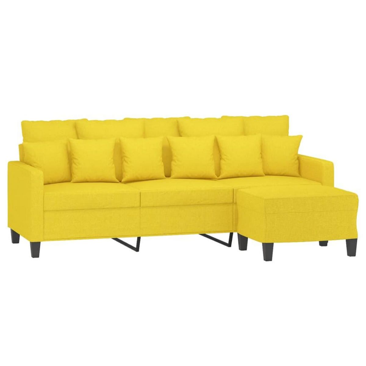 VIDAXL Canape a 3 places avec repose-pieds Jaune clair 180 cm Tissu