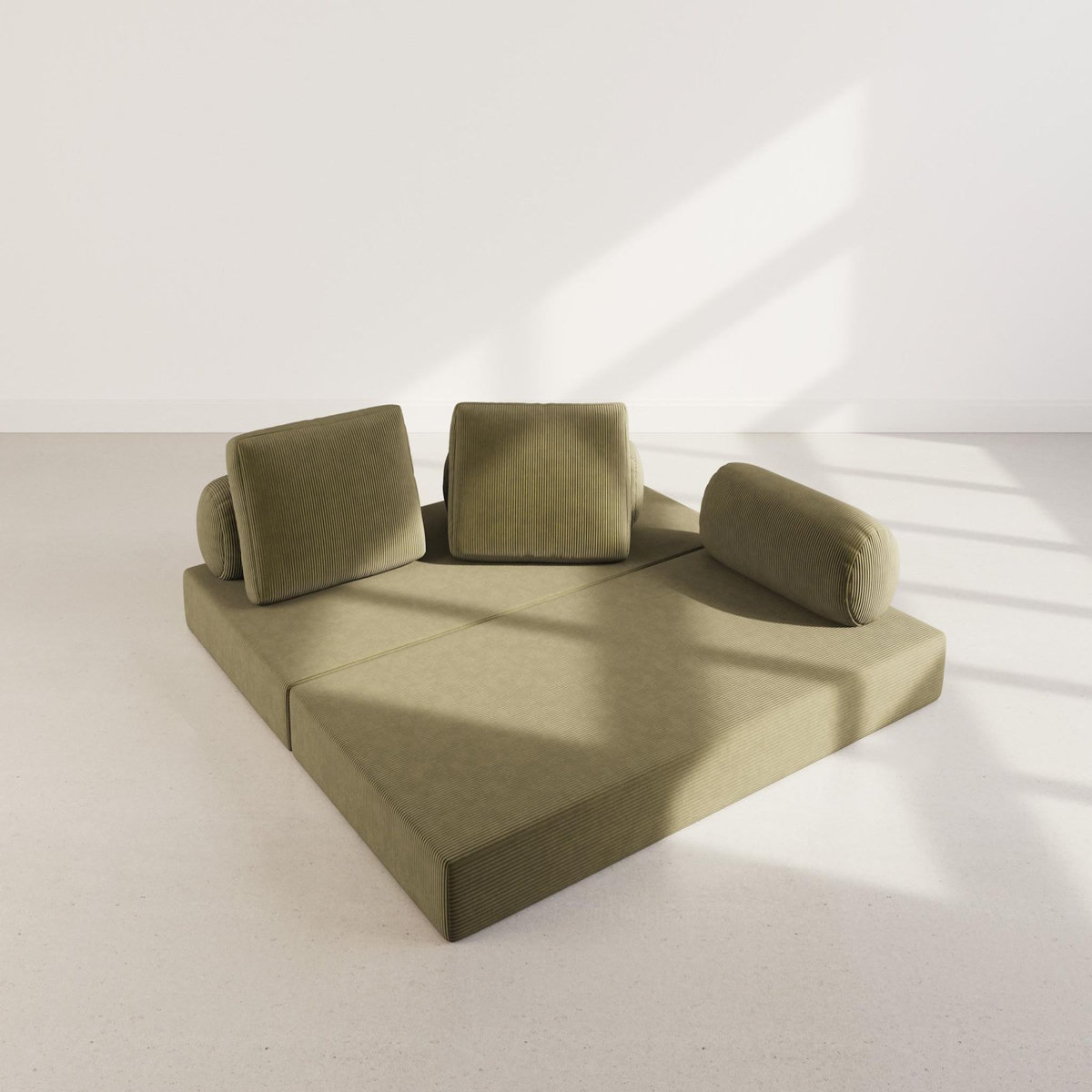 LISA DESIGN Lonny - canapé 3 places convertible en velours côtelé