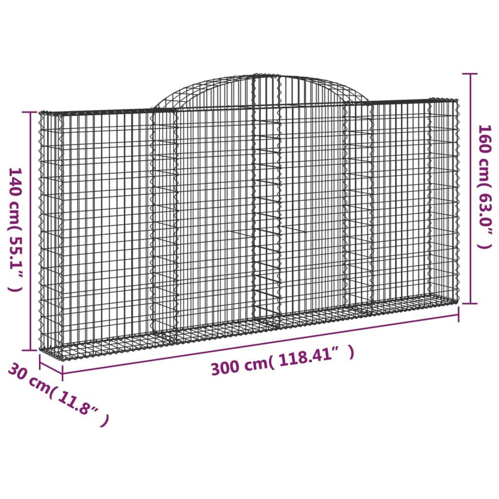 Voir la diapositive 5 : VIDAXL Panier de gabions arque 300x30x140/160 cm Fer galvanise