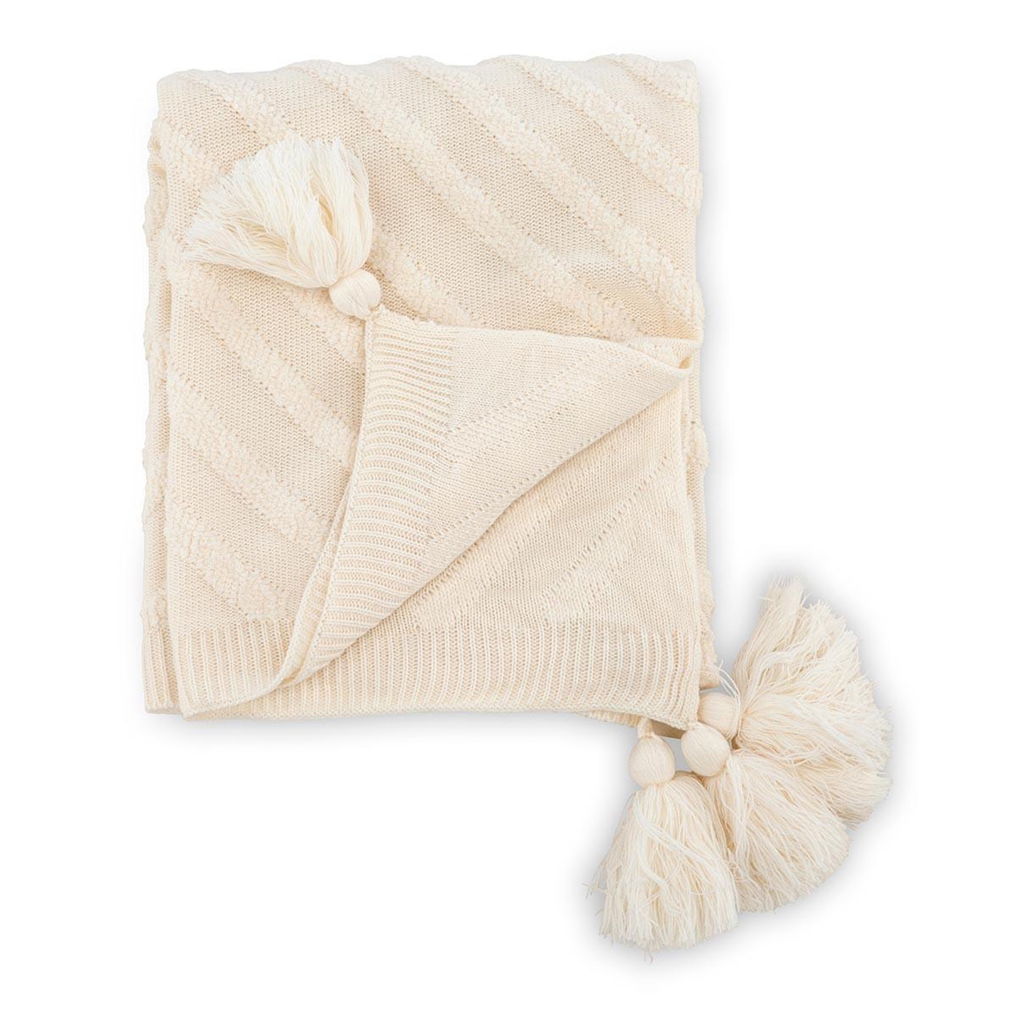 Paris Prix Plaid avec pompons  katlyn  130x170cm naturel