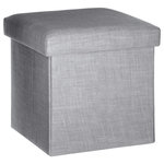 ATMOSPHERA Pouf coffre pliable Tomaz - L. 38 x H. 38 cm. Coloris disponibles : Gris