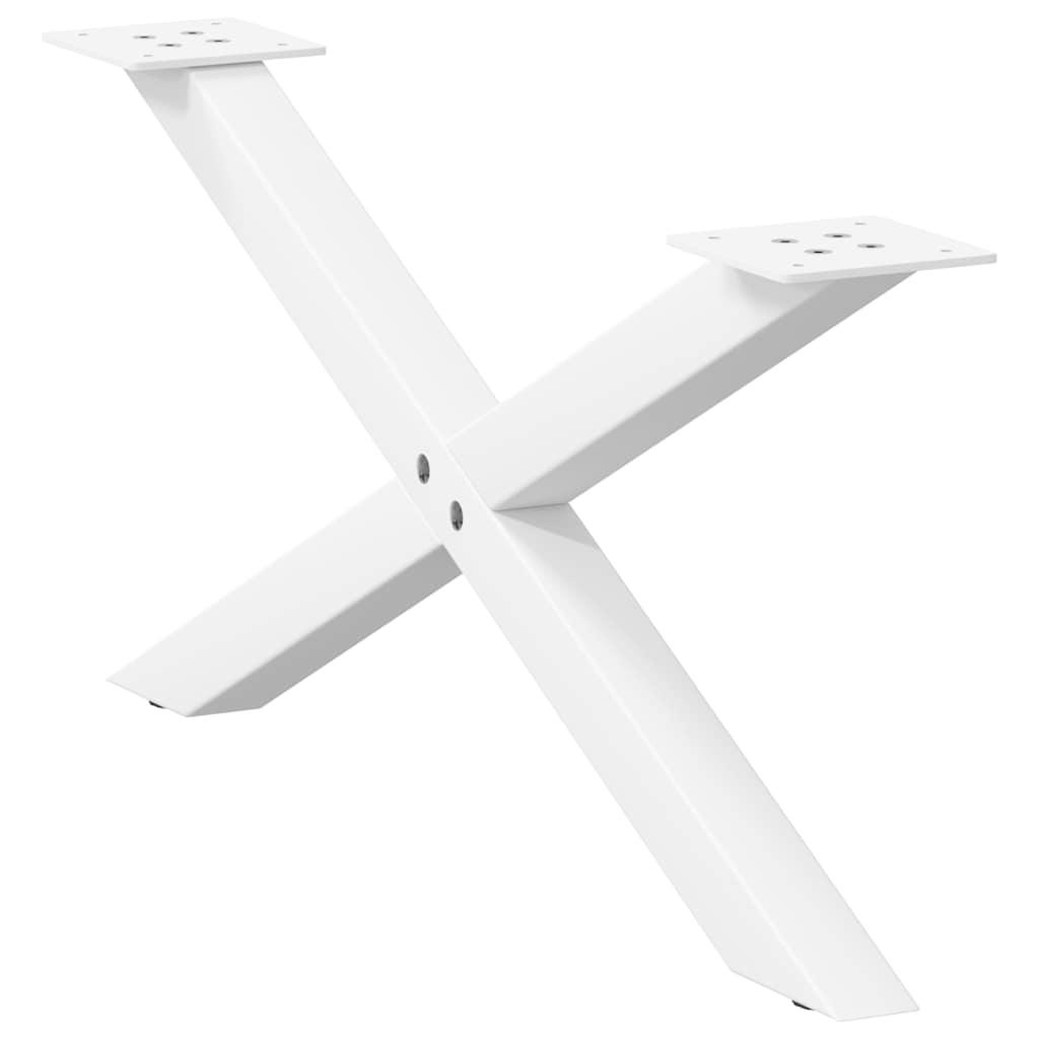 Voir la diapositive 4 : VIDAXL Pieds de table basse forme de X 2 pcs blanc 70x(30-31) cm acier