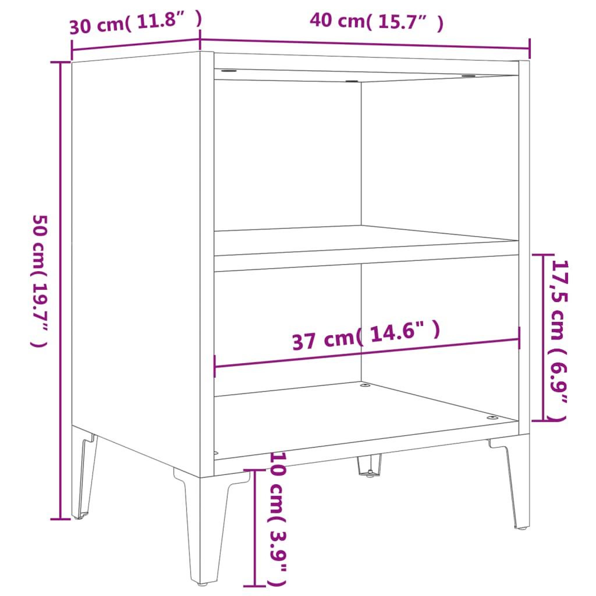 Voir la diapositive 6 : VIDAXL Table de chevet avec pieds en metal blanc 40x30x50 cm
