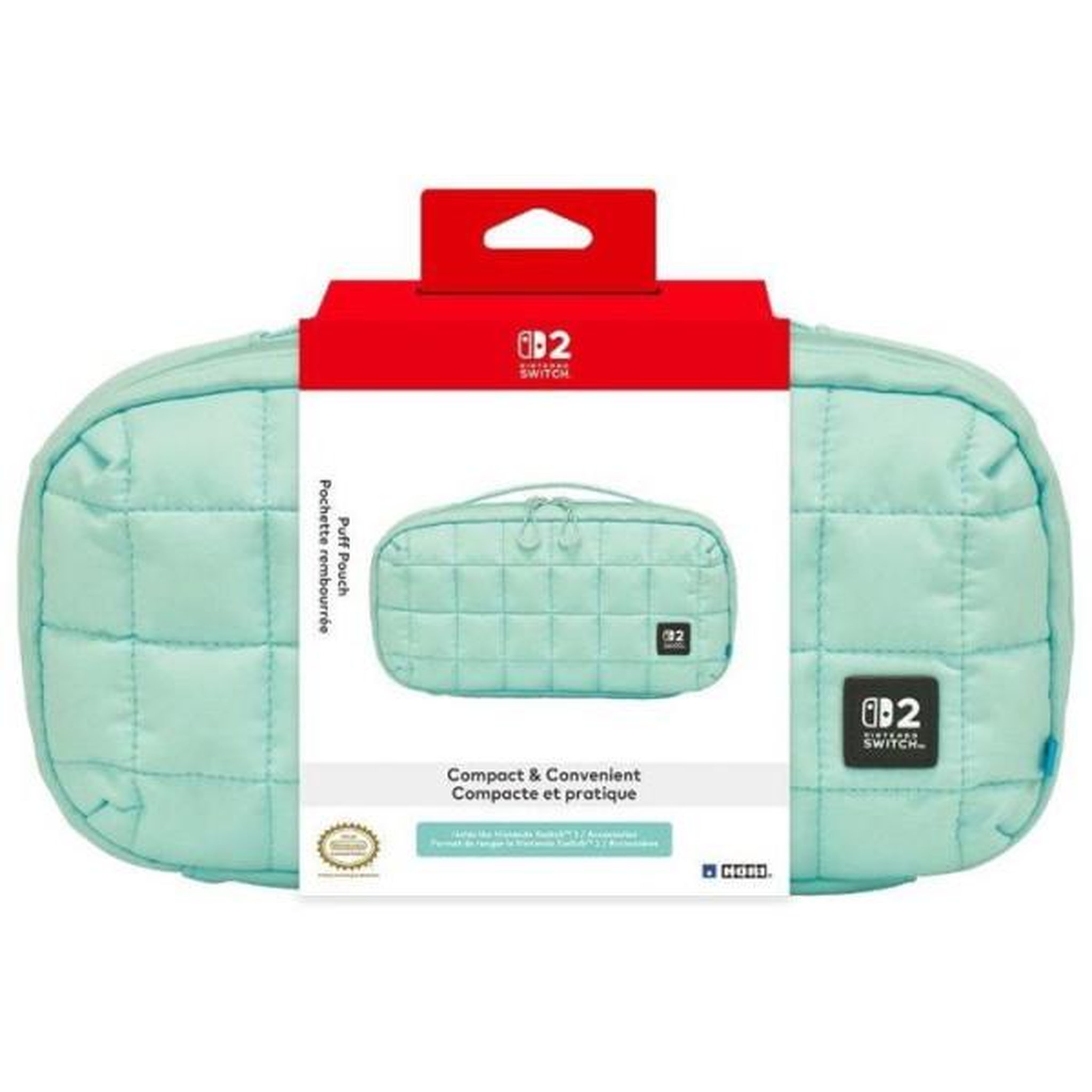 Voir la diapositive 2 : HORI Housse de transport pour jeux - nintendo switch 2 - hori - puff pouch - étui rembourré - vert cozy green