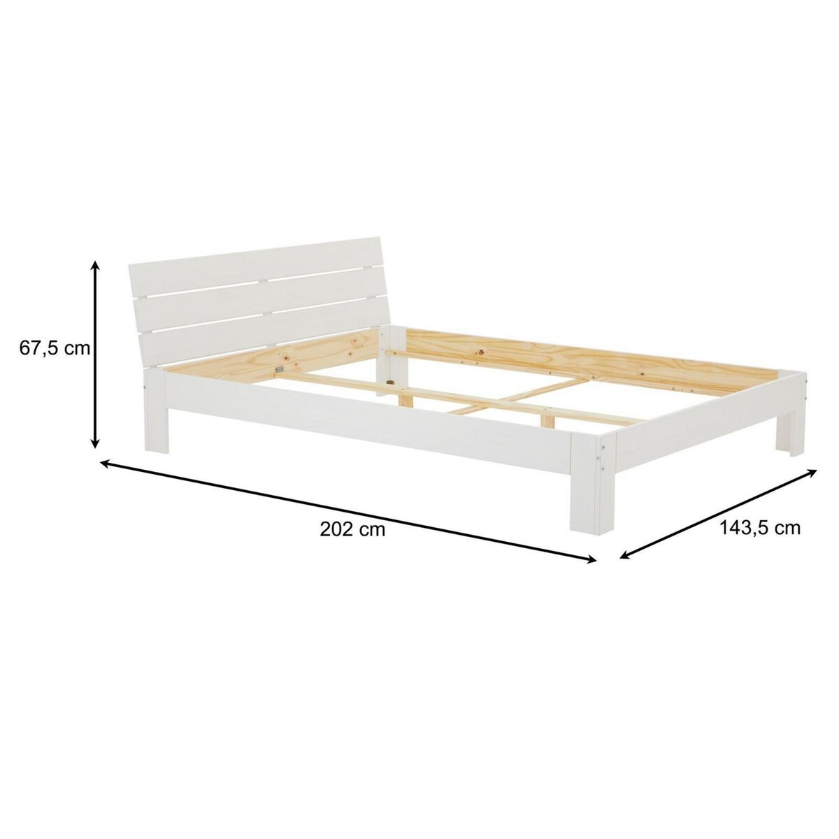 IDIMEX Lit double THOMAS, en pin massif, 140 x 190 cm