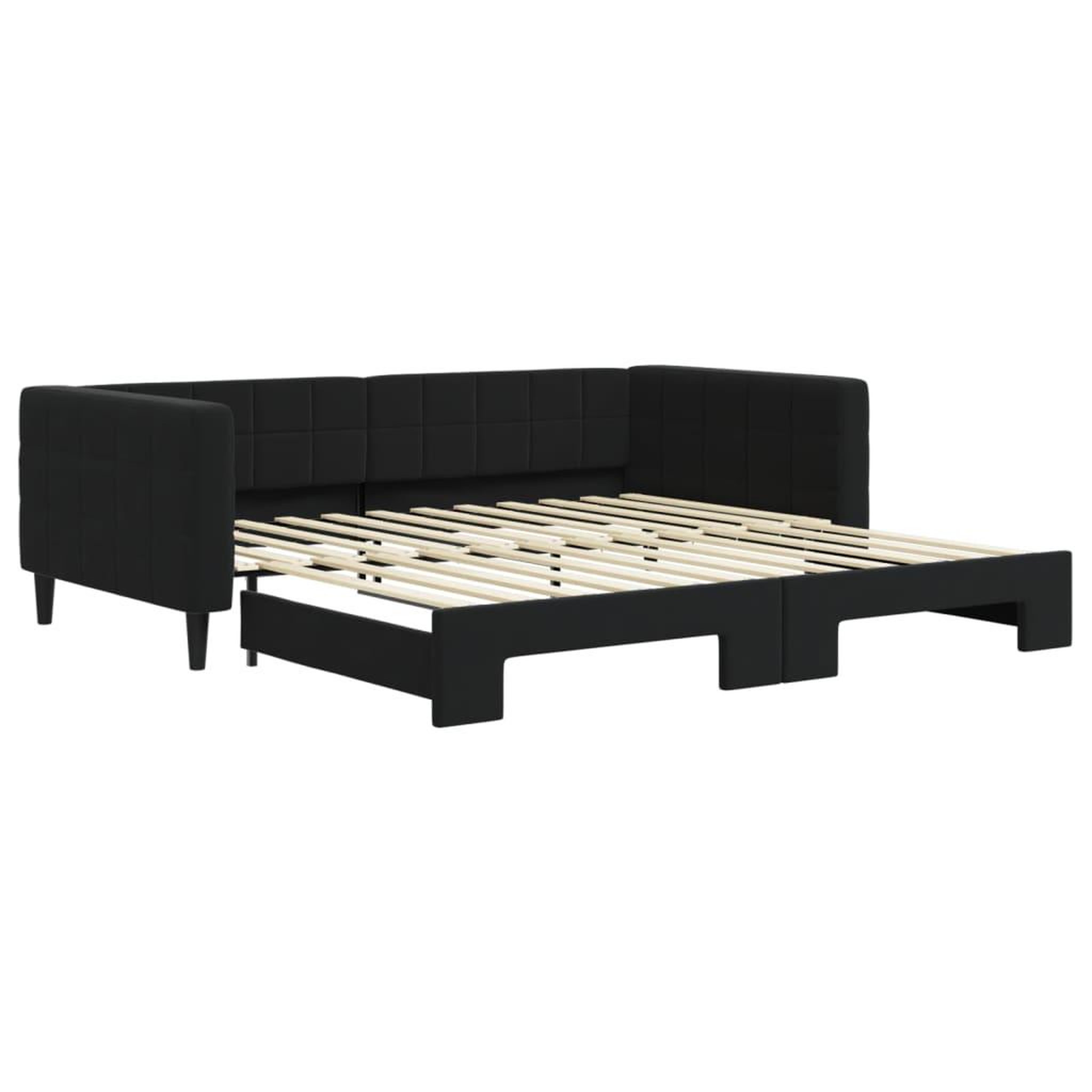 Voir la diapositive 2 : VIDAXL Lit de jour avec gigogne sans matelas noir 100x200 cm