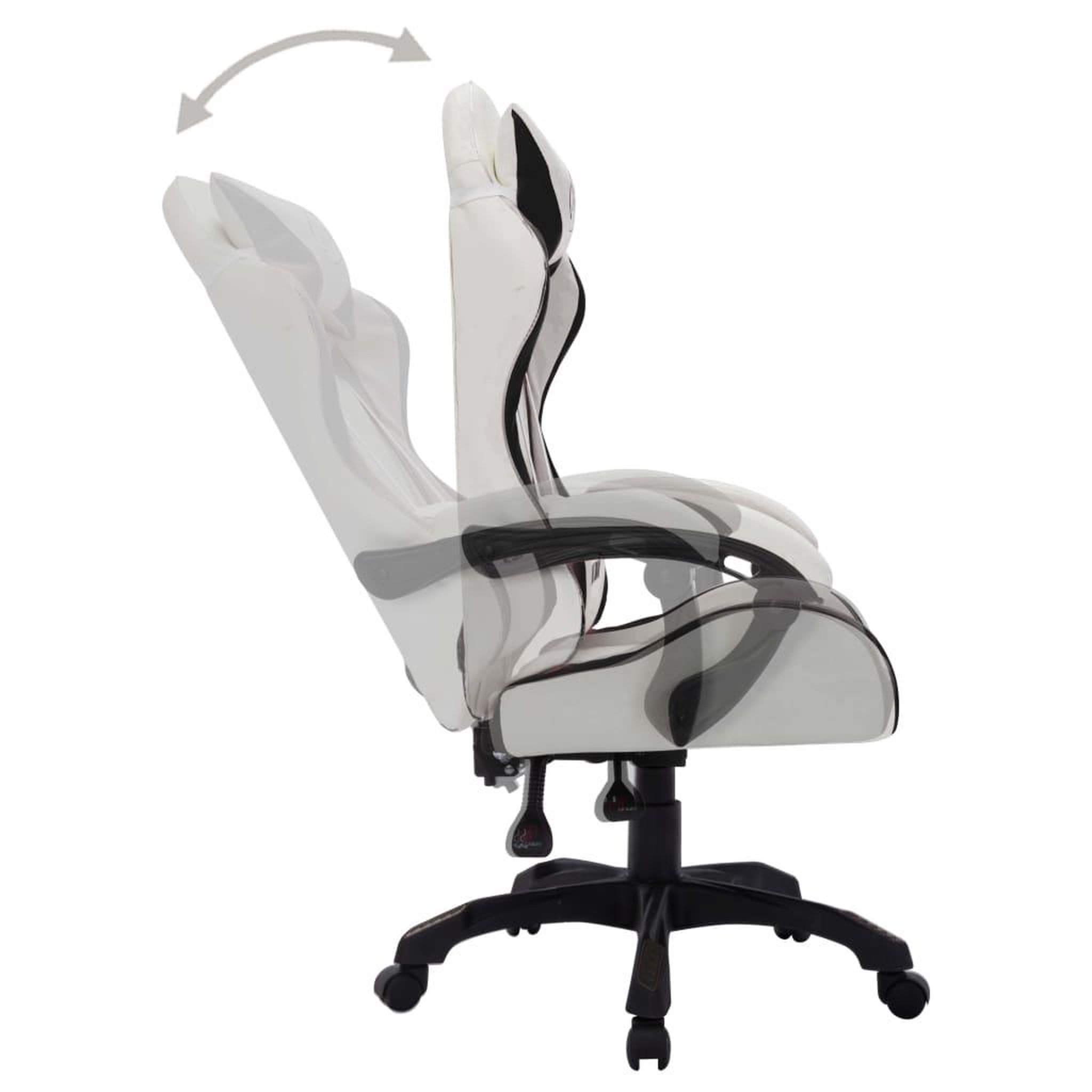 Voir la diapositive 5 : VIDAXL Fauteuil de jeux video avec LED RVB Blanc et noir Similicuir