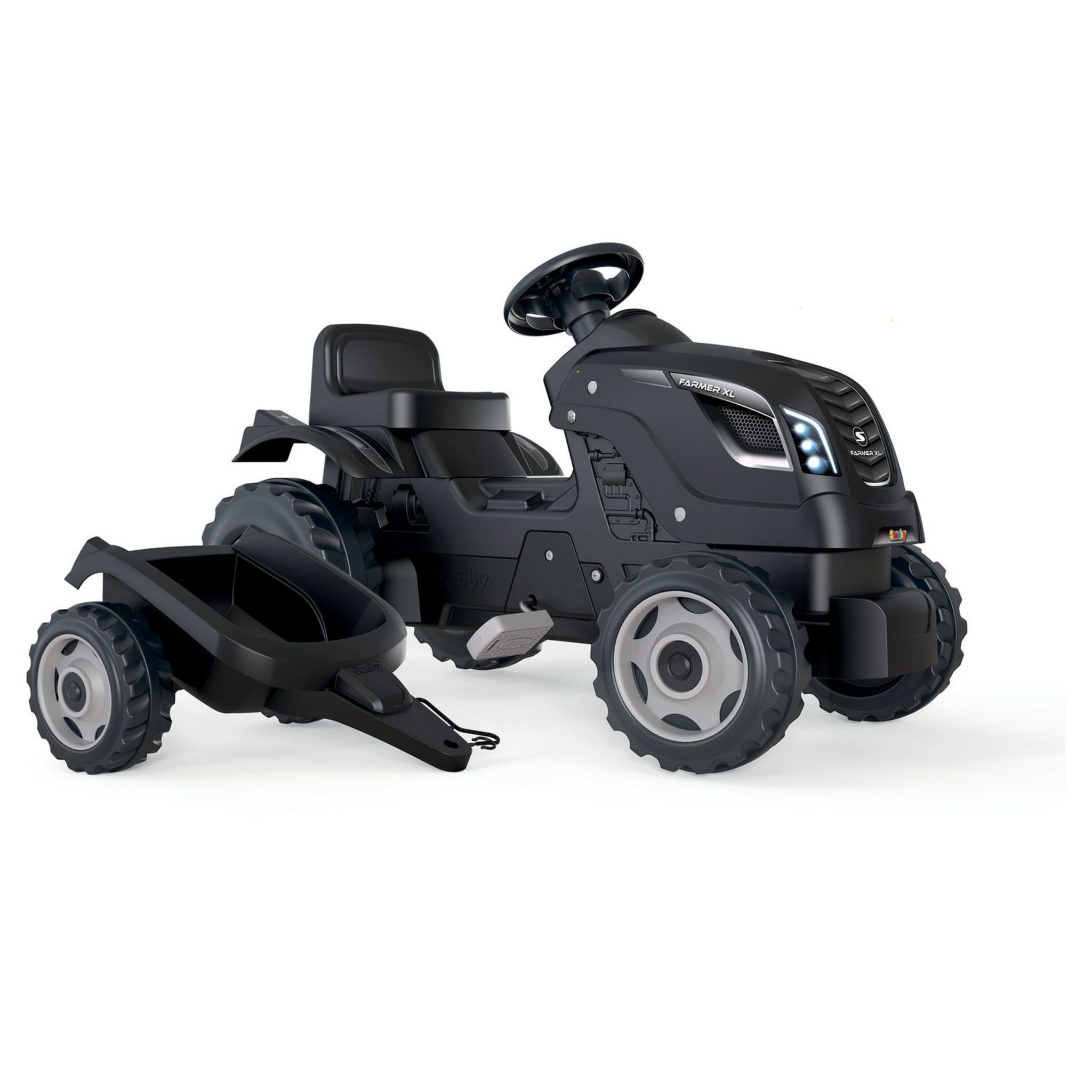 SMOBY Tracteur Farmer XL noir avec remorque