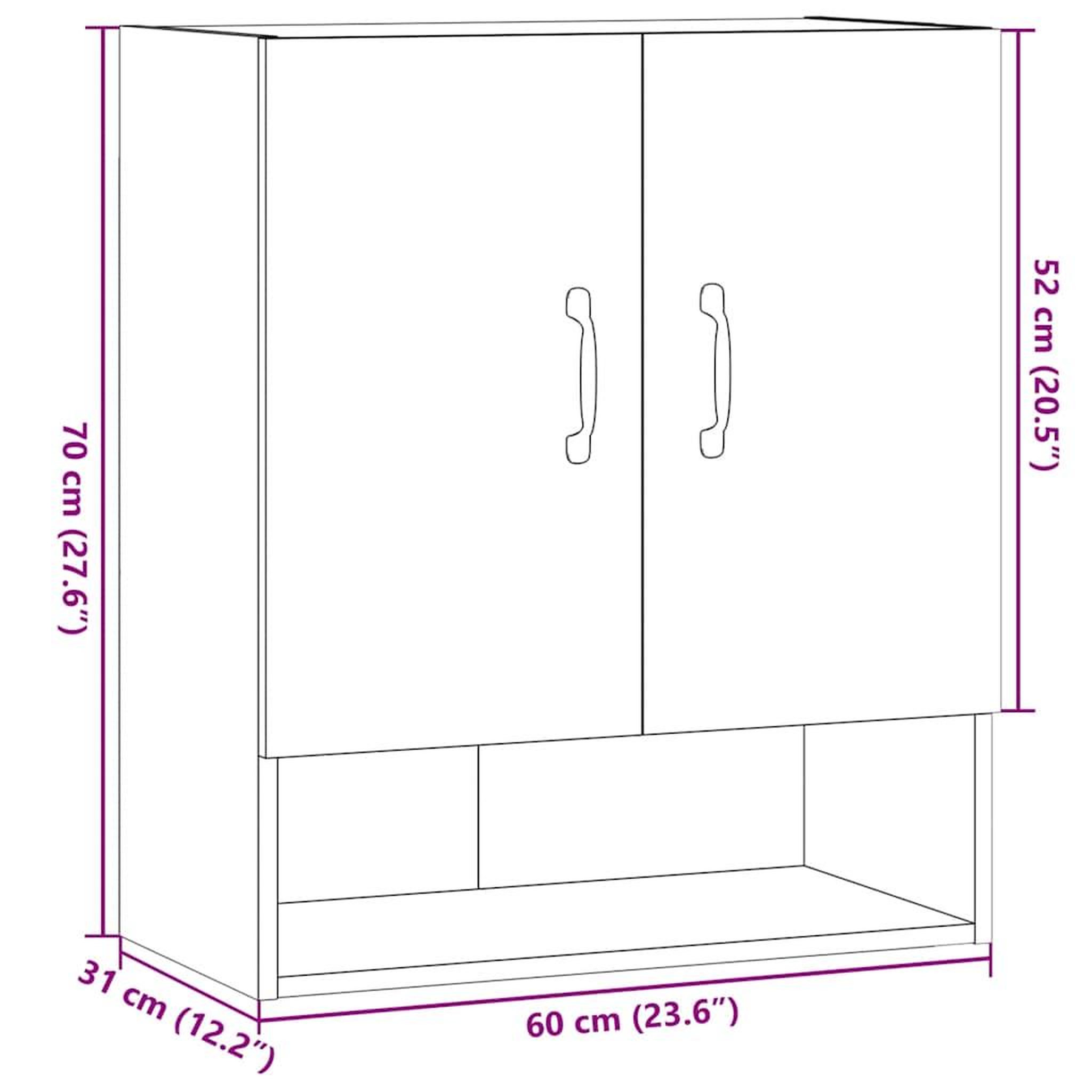 Voir la diapositive 6 : VIDAXL Armoire murale chene artisanal 60x31x70 cm bois d'ingenierie