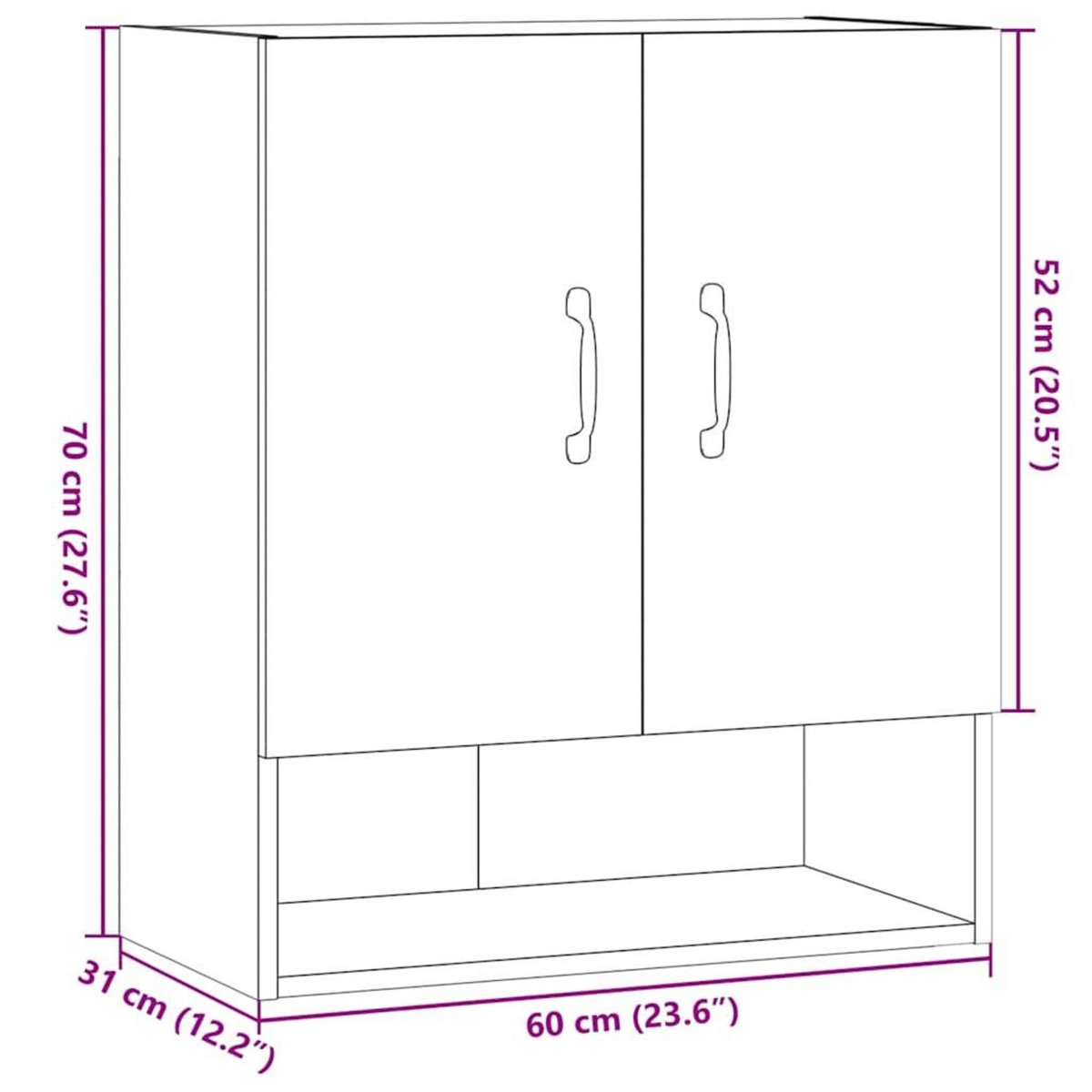 VIDAXL Armoire murale chene artisanal 60x31x70 cm bois d'ingenierie