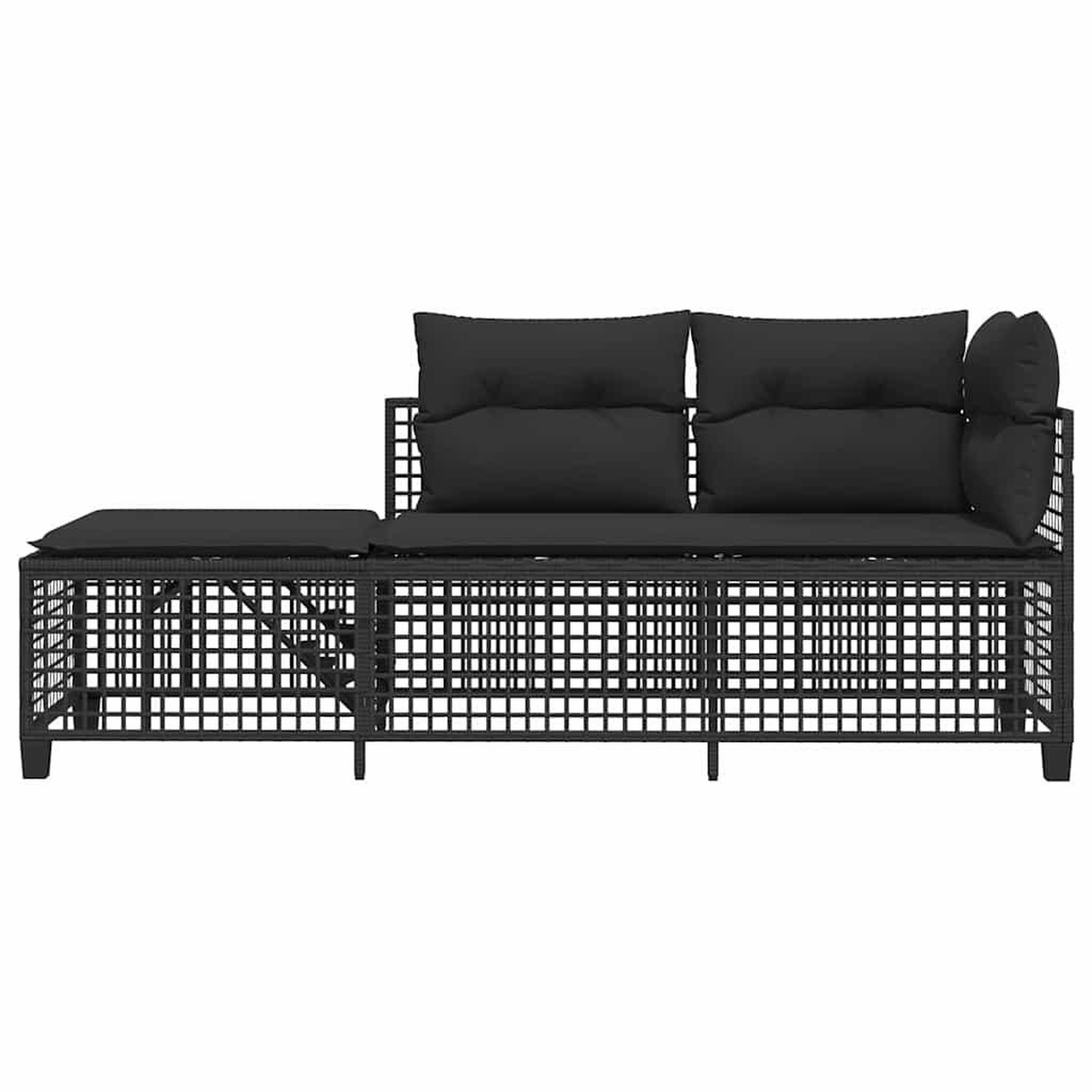 Voir la diapositive 5 : VIDAXL Salon de jardin d'angle 3 pcs avec coussins noir resine tressee