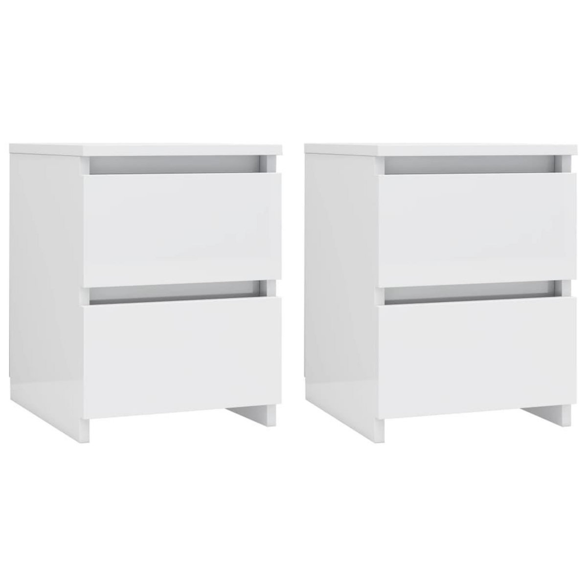 VIDAXL Tables de chevet 2 pcs Blanc brillant Bois d'ingenierie