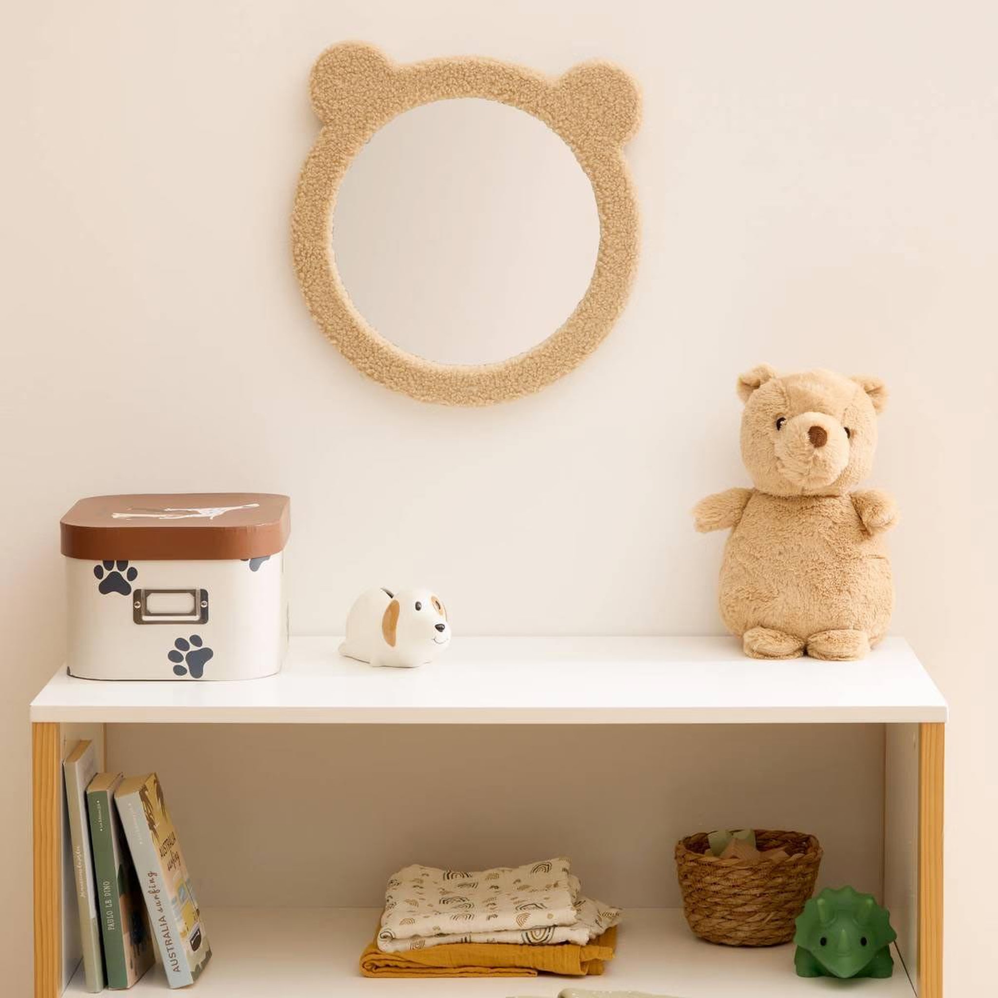 Voir la diapositive 4 : Atmosphera Kids Miroir mural bouclette ourson  beary  33cm marron