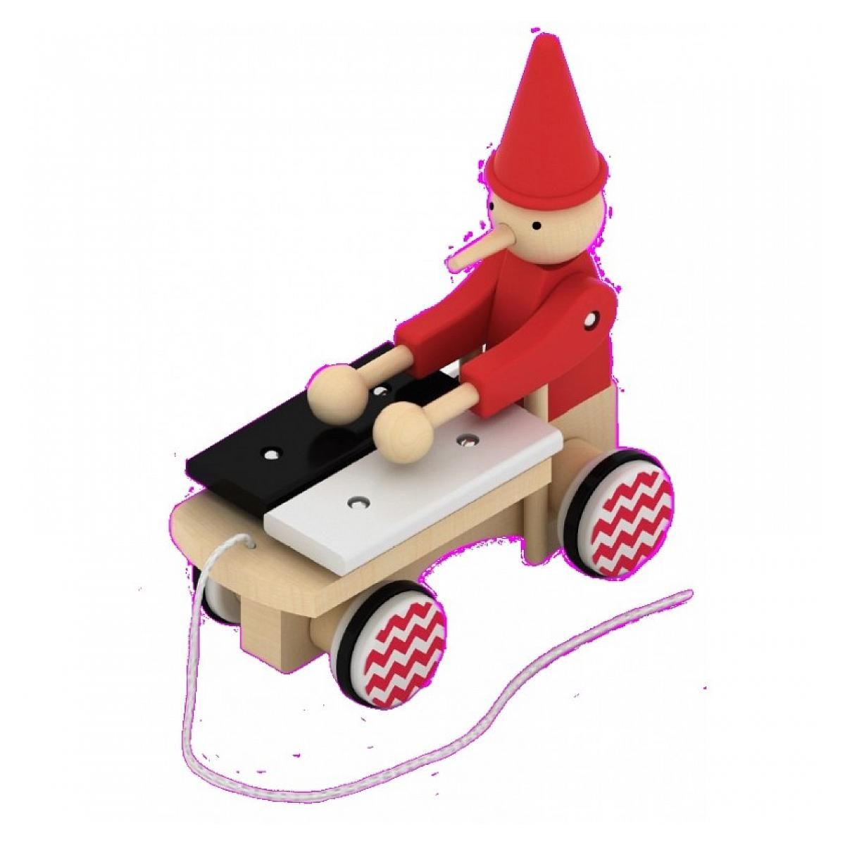 BASS & BASS Jouet à tirer pinocchio avec Xylophone