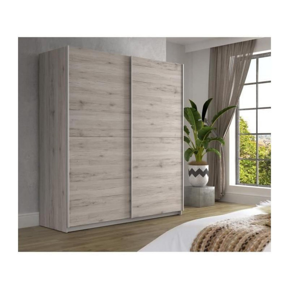FINLANDEK FINLANDEK Armoire de chambre ULOS style contemporain decor chene cendre clair - L 170,3 cm