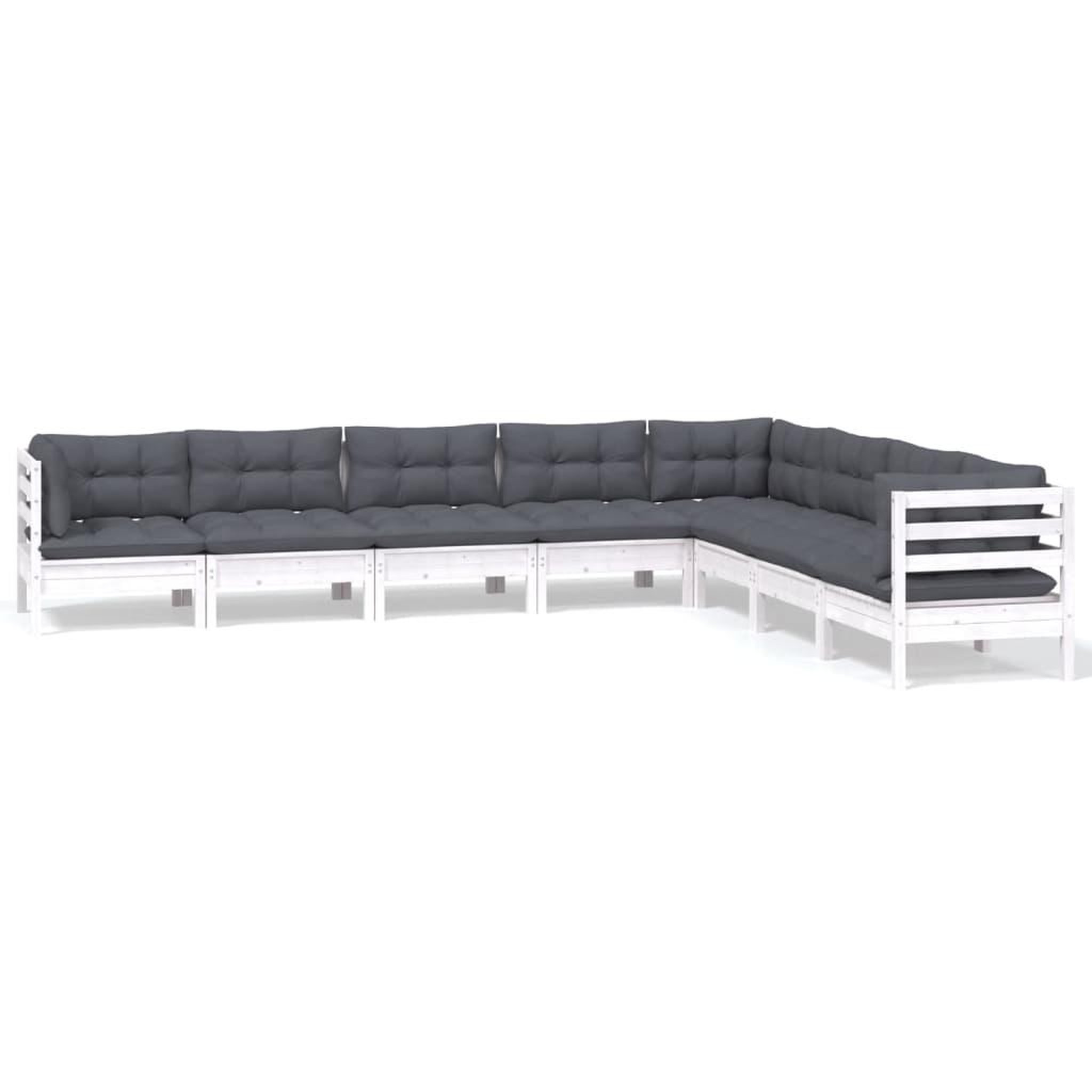 Voir la diapositive 2 : VIDAXL Salon de jardin 8 pcs avec coussins blanc bois de pin massif