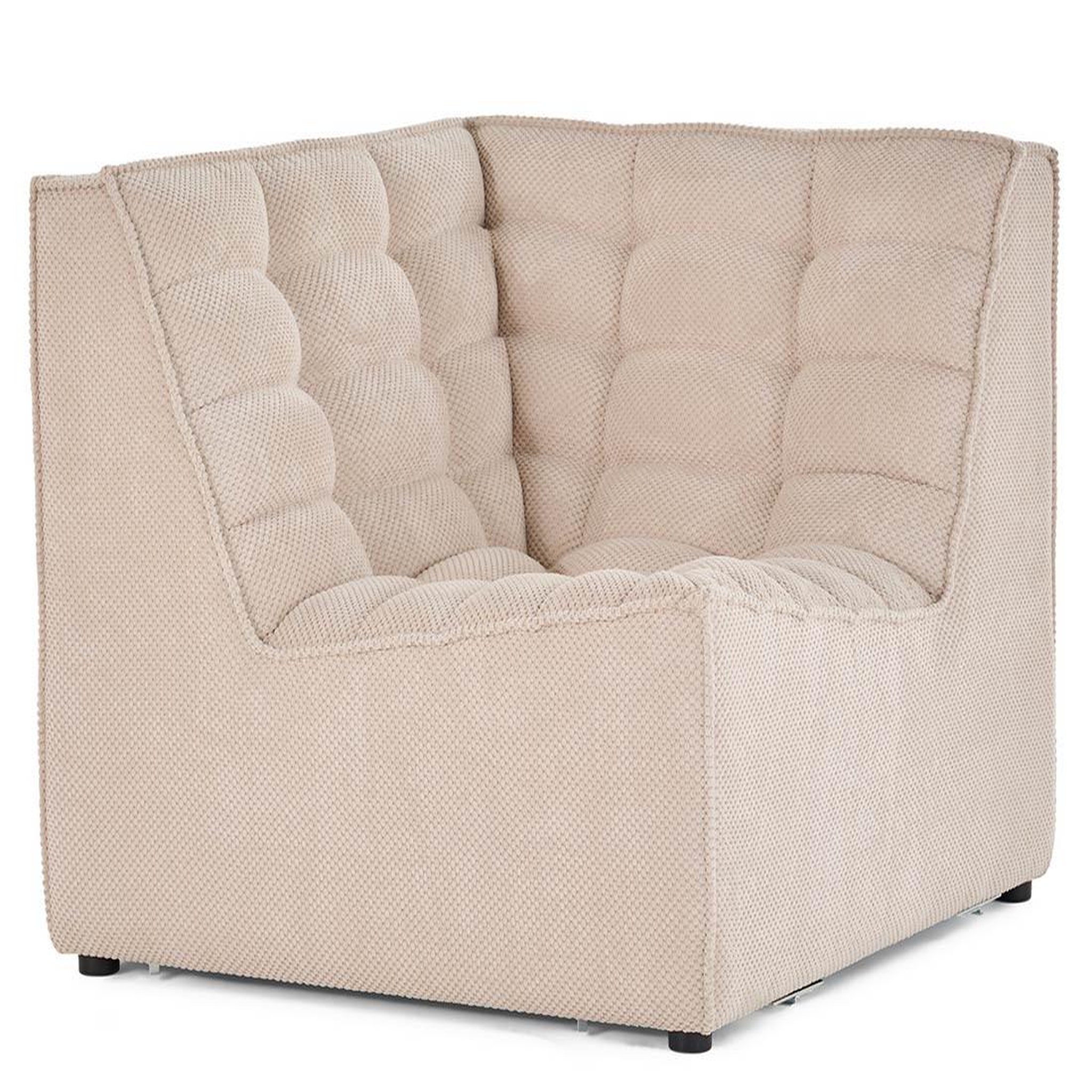BEST MOBILIER Ellie - module d'angle en velours texturé. Coloris disponibles : Beige, Jaune, Bleu, Noir, Orange, Gris