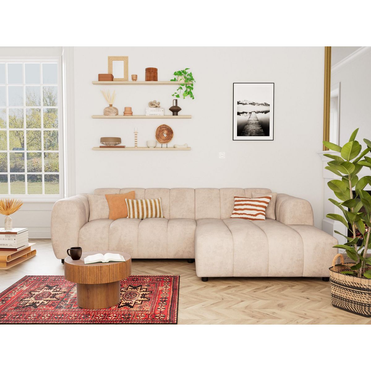 LISA DESIGN Curtis - canapé d'angle droit 4 places en simili