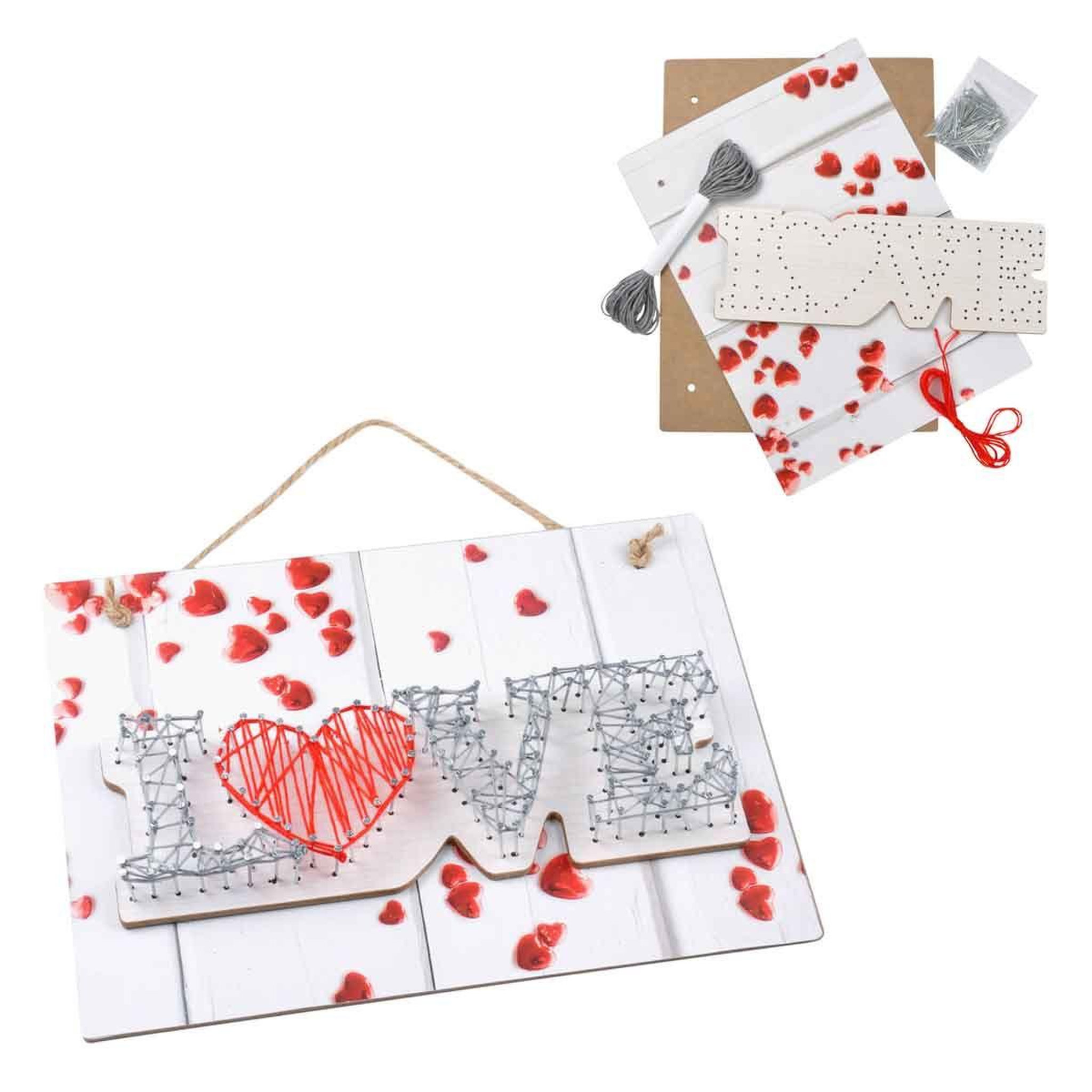 Voir la diapositive 1 : HOMEA Kit String Art  Love  28cm Multicolore