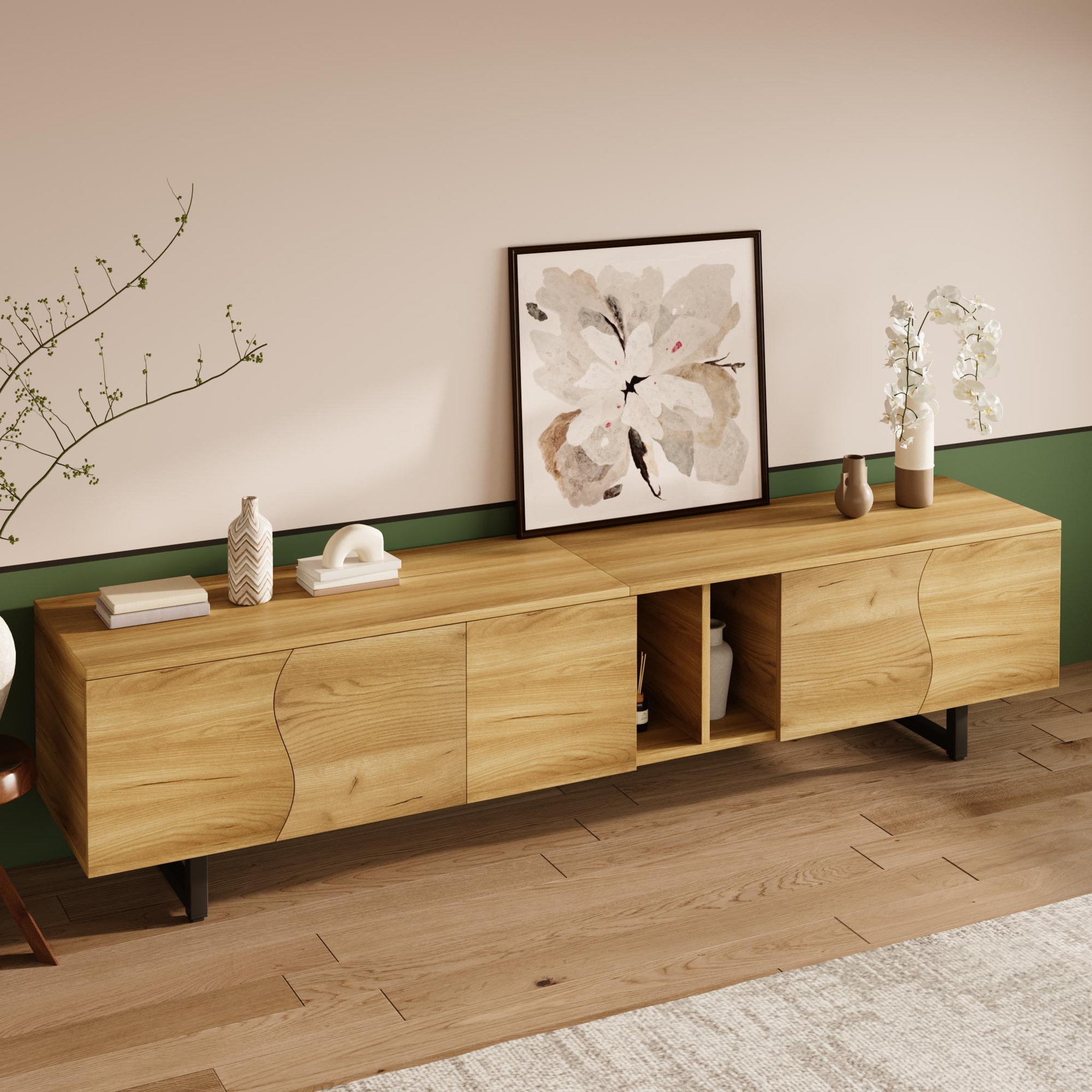 Voir la diapositive 4 : MERAX Meuble tv naturel 191 cm mdf