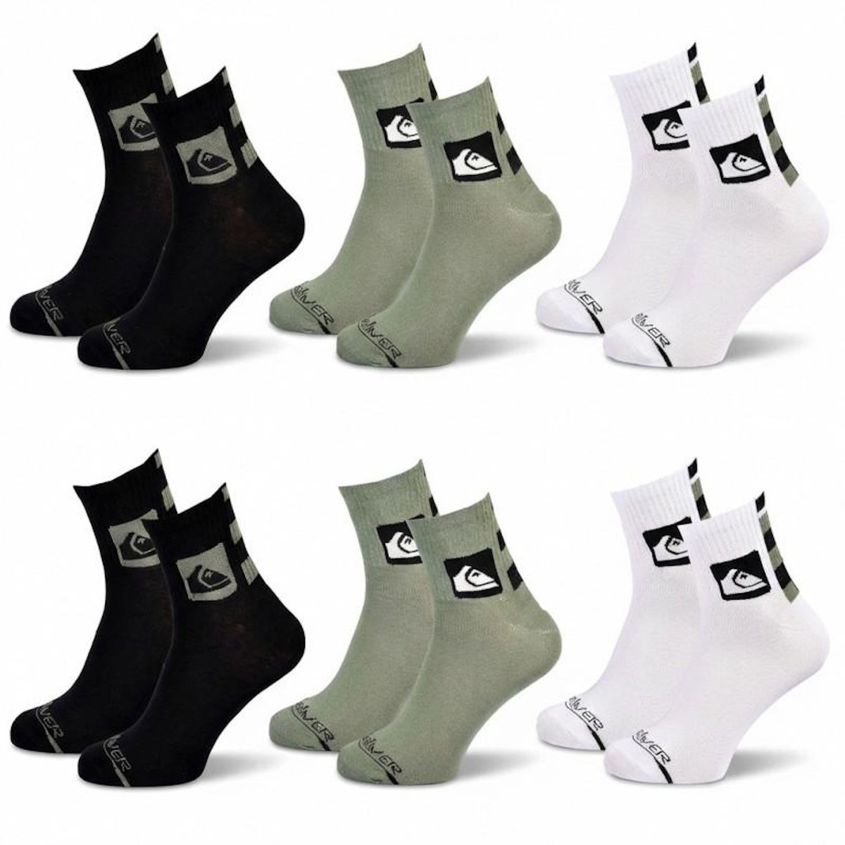 QUIKSILVER Quiksilver Pack de Chaussettes Homme QUARTER– Lot 6 Paires Sport