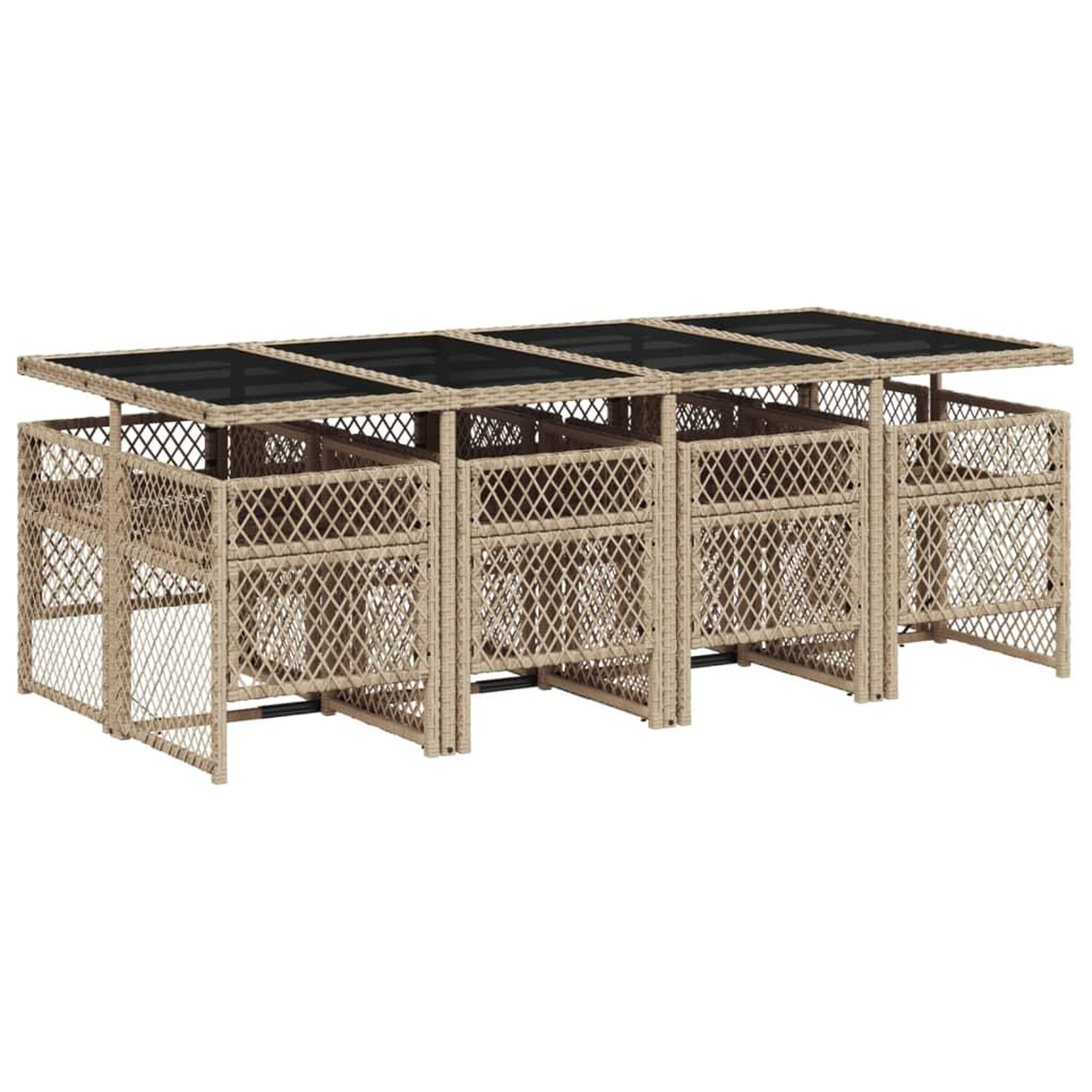Voir la diapositive 5 : VIDAXL Ensemble a manger de jardin et coussins 9 pcs beige Poly rotin