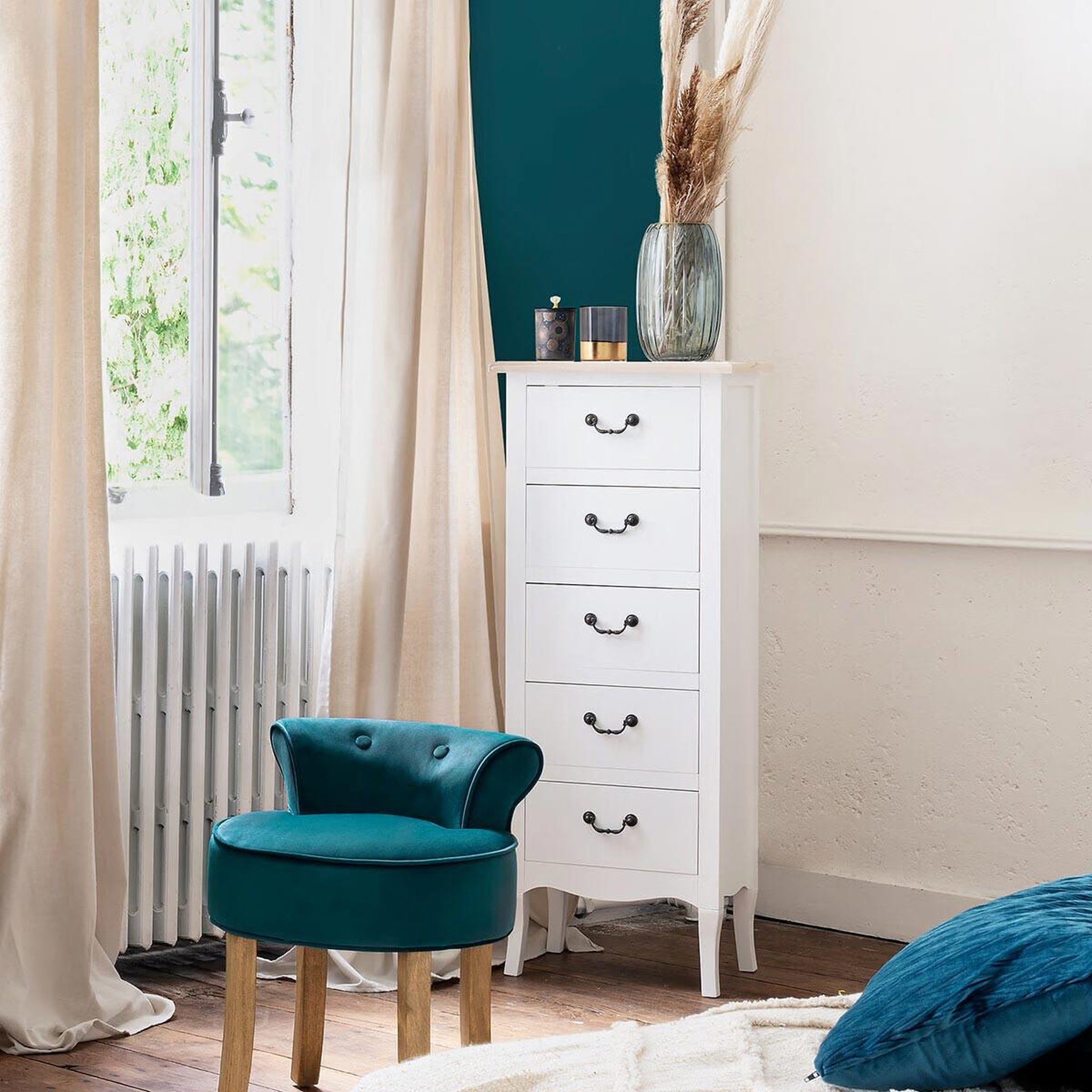 Voir la diapositive 4 : ATMOSPHERA Chiffonnier 5 tiroirs  chrysa  113cm naturel