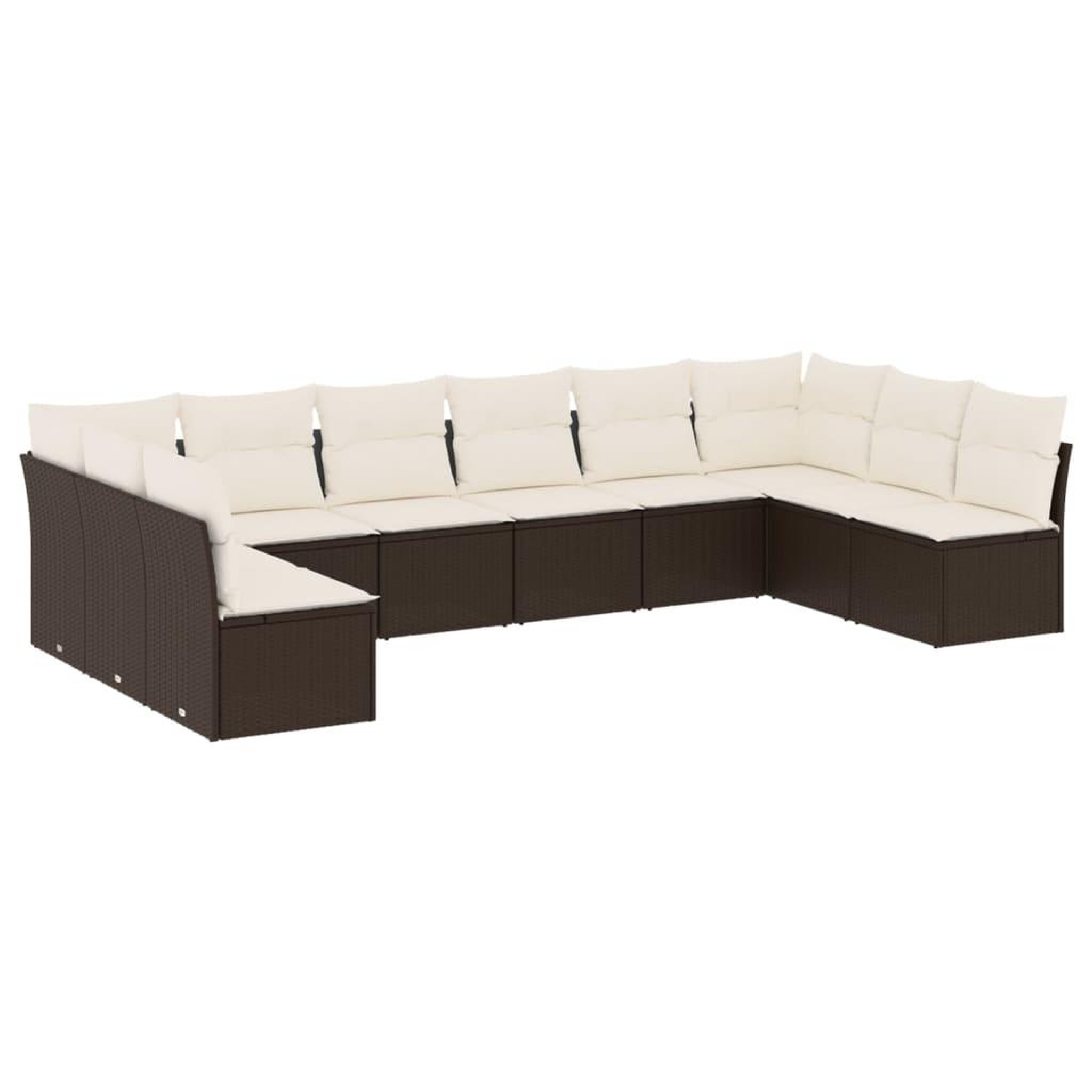 Voir la diapositive 2 : VIDAXL Salon de jardin 10 pcs avec coussins marron resine tressee