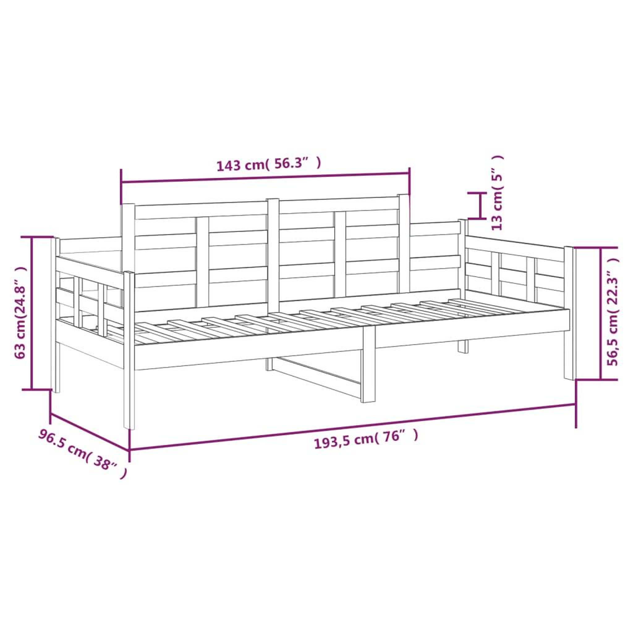 Voir la diapositive 6 : VIDAXL Lit de jour sans matelas bois de pin massif 90x190 cm