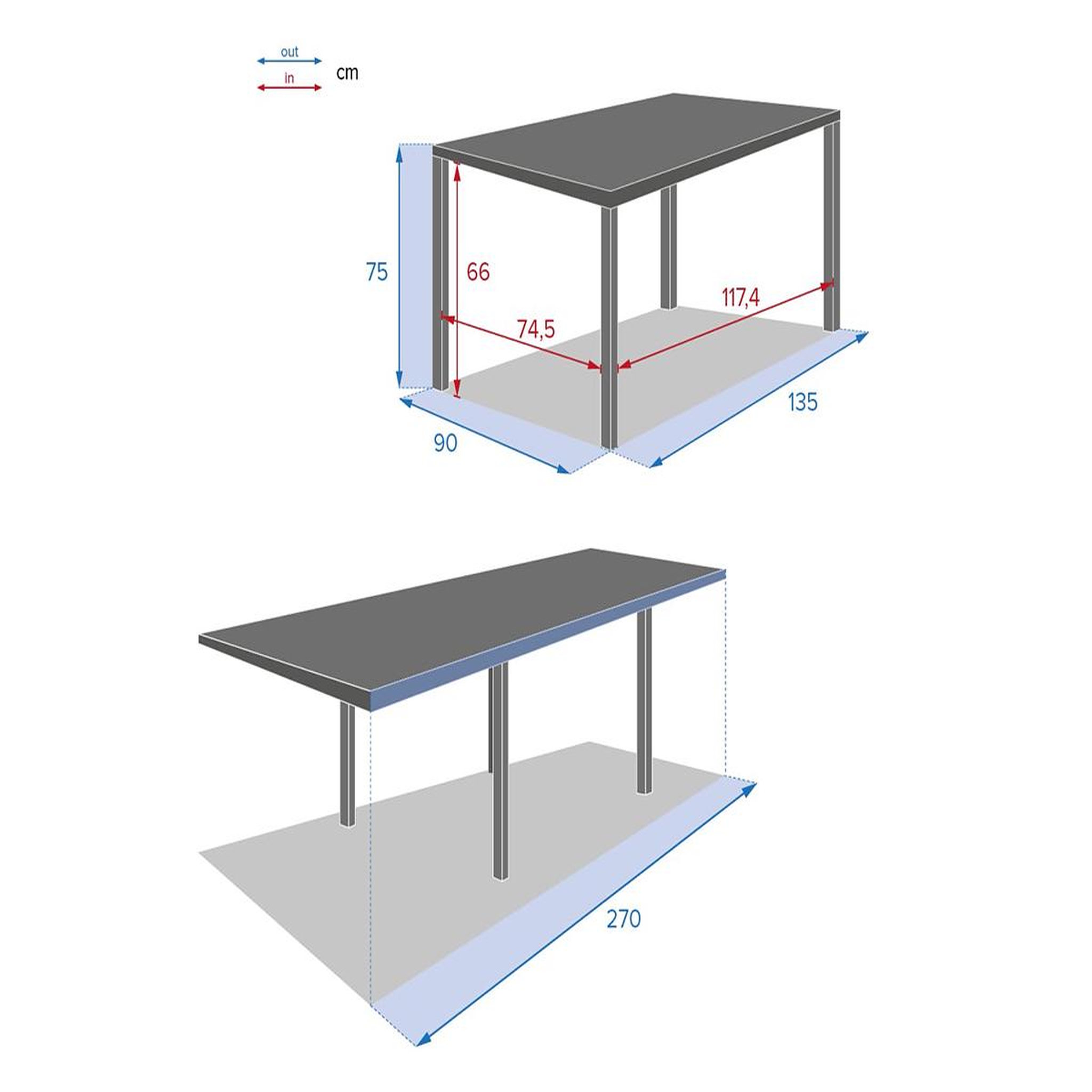 Voir la diapositive 5 : HESPERIDE Table extensible rectangulaire alu piazza 6/10 places graphite - hespéride