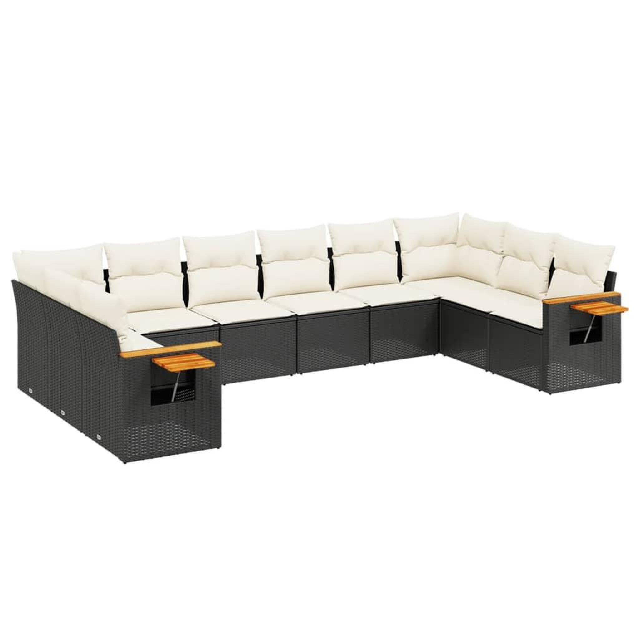 Voir la diapositive 2 : VIDAXL Salon de jardin 10 pcs avec coussins noir resine tressee