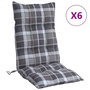 Voir la diapositive 2 : VIDAXL Coussins de chaise a dossier haut lot de 6 motif carreaux gris