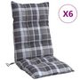 Voir la diapositive 2 : VIDAXL Coussins de chaise a dossier haut lot de 6 motif carreaux gris