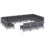 Voir la diapositive 2 : VIDAXL Salon de jardin 13 pcs avec coussins Gris Bois de pin solide