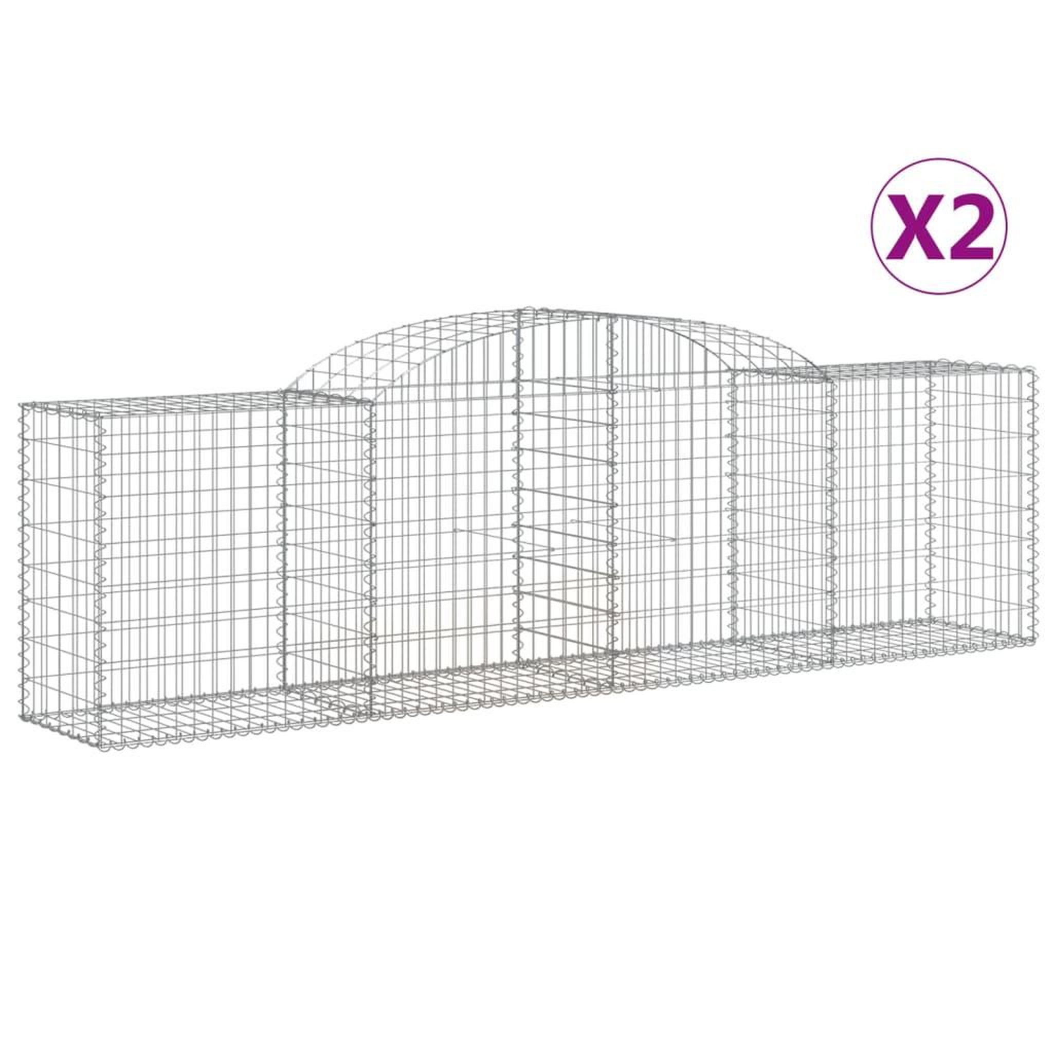 Voir la diapositive 2 : VIDAXL Paniers a gabions arques 2 pcs 300x50x80/100 cm fer galvanise