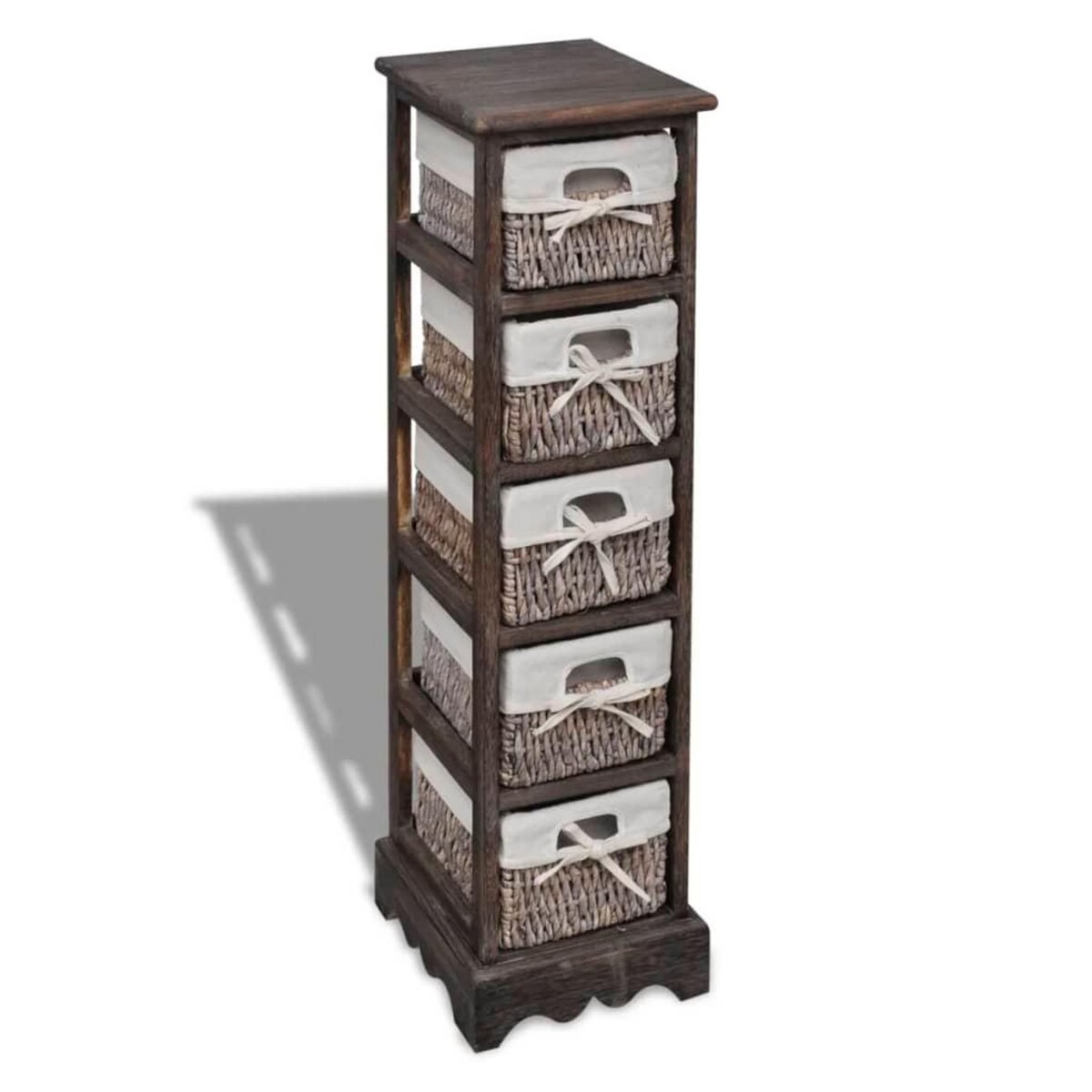 VIDAXL Etagere de rangement en bois 5 paniers en tissage Marron