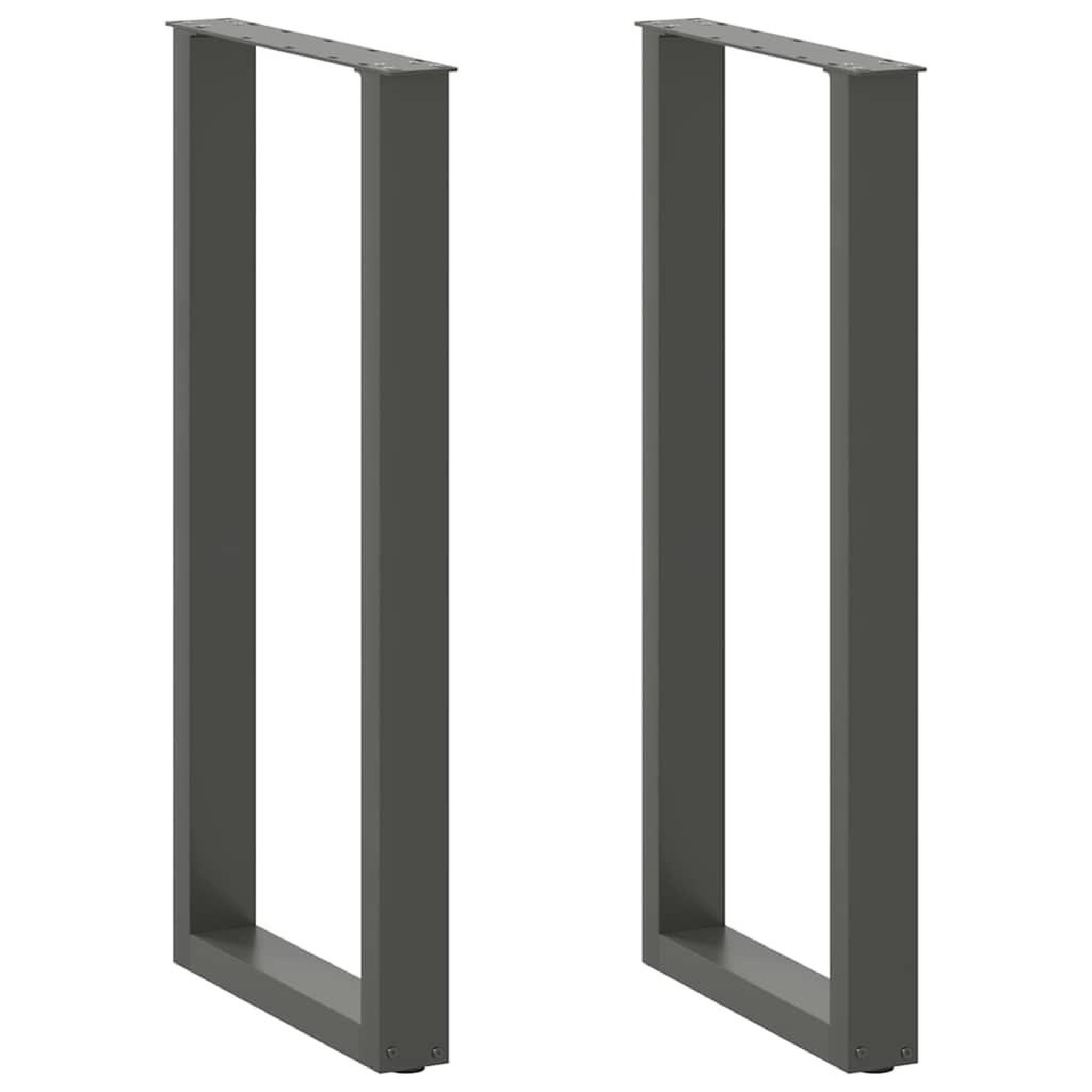VIDAXL Pieds de table basse forme de U 2 pcs anthracite 40x(100-101)cm