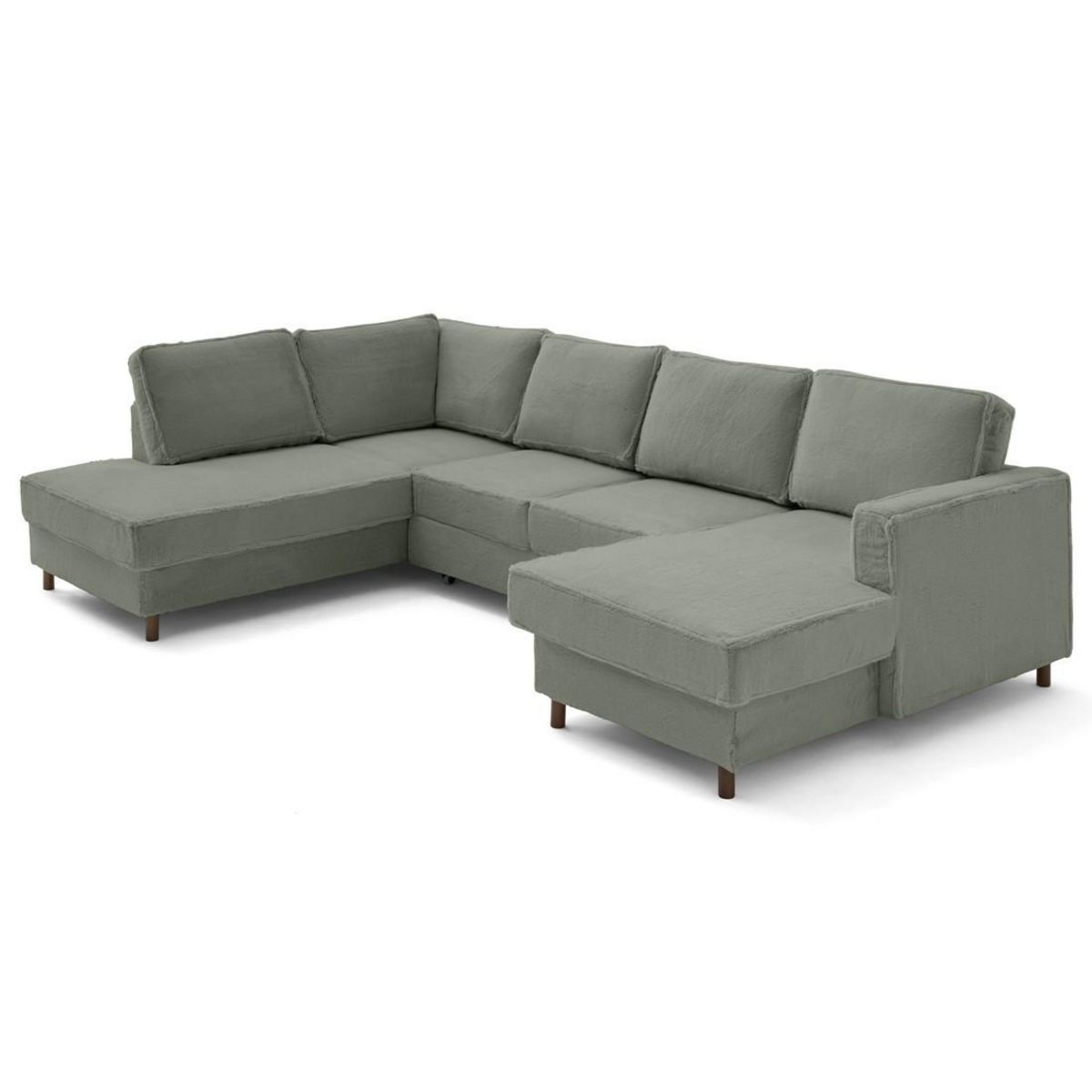 LISA DESIGN Jake - canapé panoramique d'angle gauche 7 places convertible avec coffre en fausse fourrure