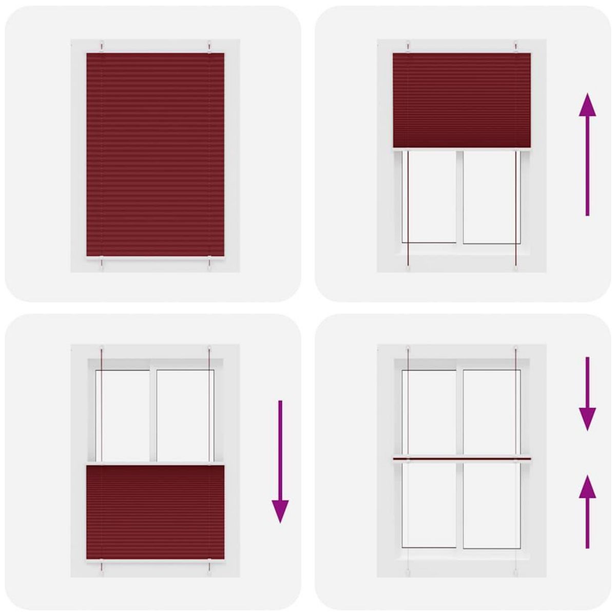 VIDAXL Store plisse rouge bordeaux 100x100 cm largeur du tissu 99,4 cm