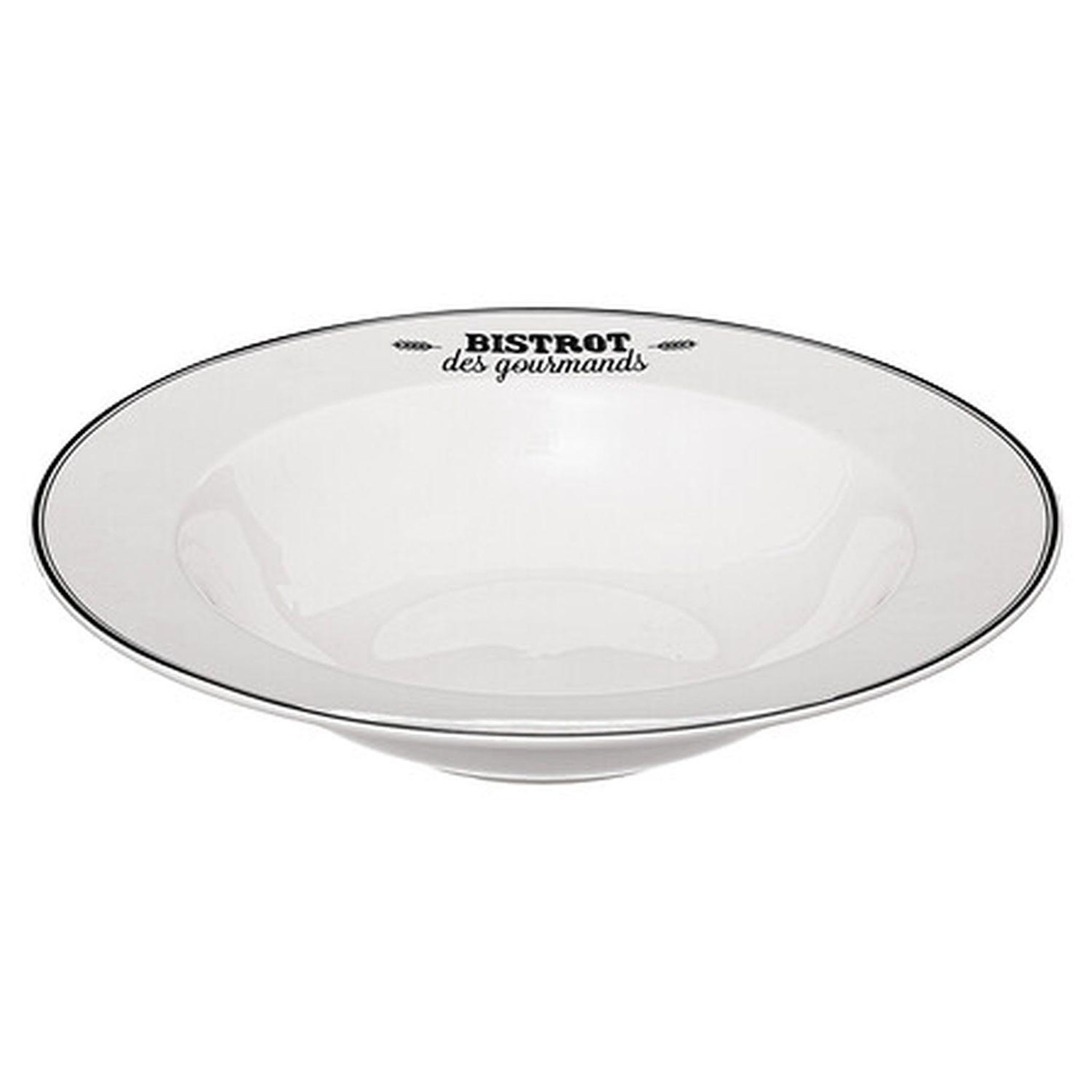 Voir la diapositive 3 : TOILINUX Lot de 12 assiettes à pâtes  bistrot des gourmands  - blanc
