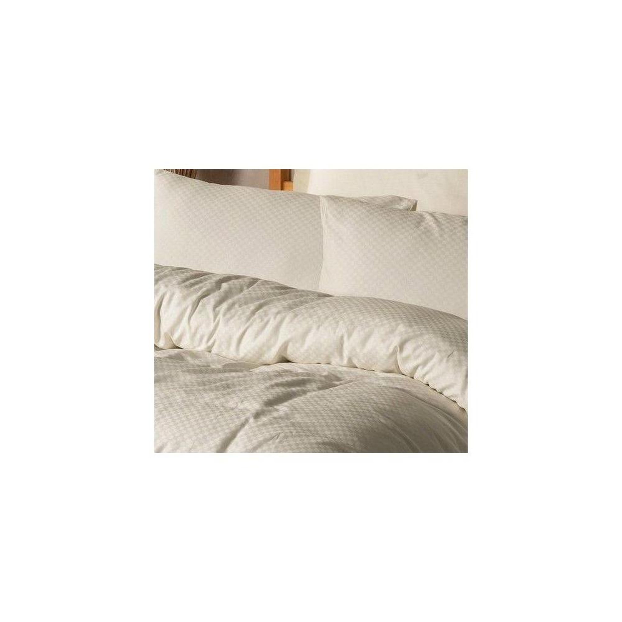 Voir la diapositive 3 : GENERIQUE Parure de lit - 1 housse de couette 140 x 200cm + 1 taies d'oreiller 60 x 60 cm - 100% coton renforcé - Imprimé carreaux Creme