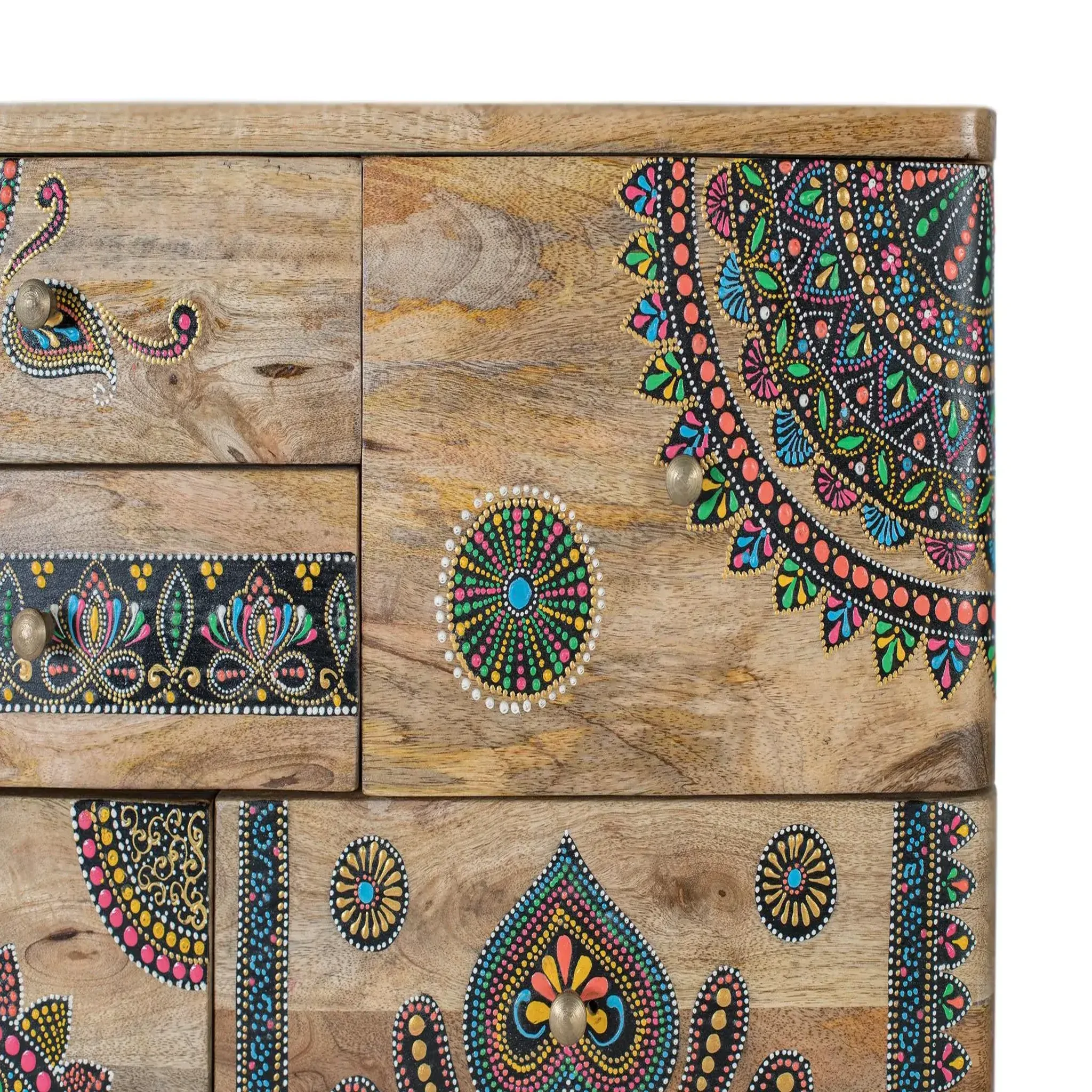 Voir la diapositive 5 : GINER Y COLOMER SL Chiffonnier en bois de manguier 60 cm style boho ethnique