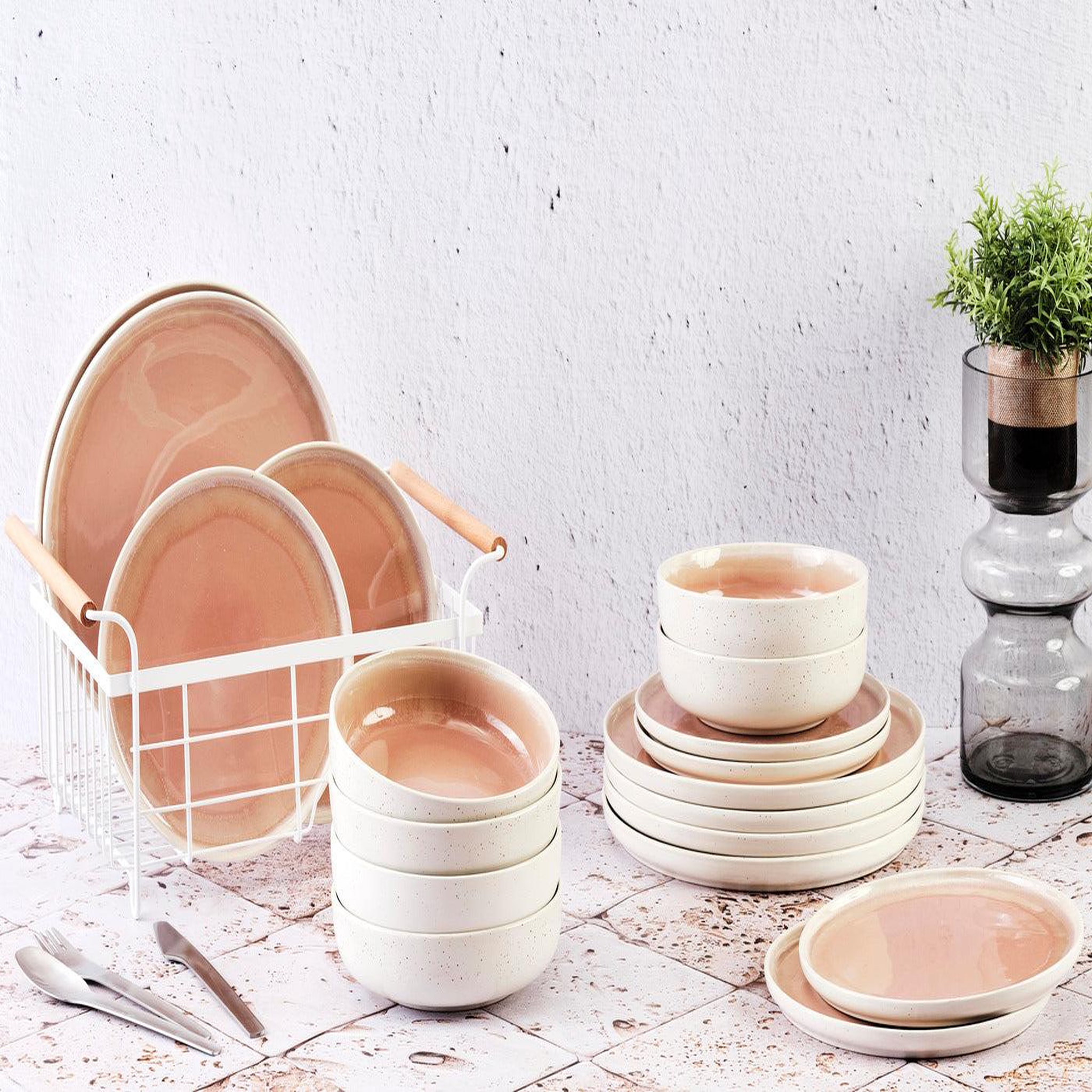 Voir la diapositive 2 : BJORN Service les essentiels oxygen - 18 pièces - rose poudre