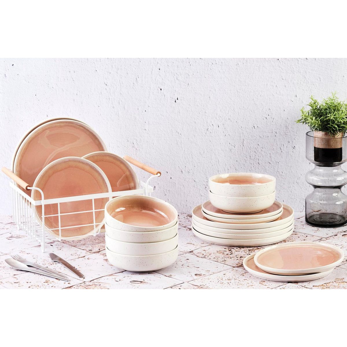 BJORN Service Les Essentiels OXYGEN - 18 pièces - Rose poudre